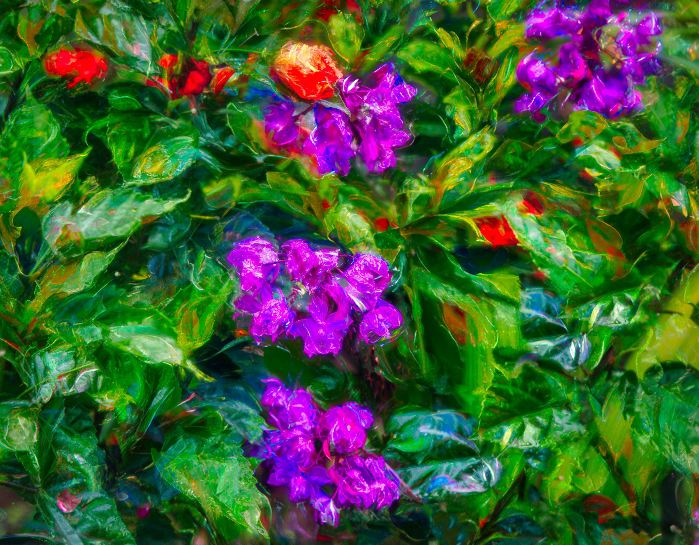 Violet Garden Reverie — Costa Rica Painterly Floral – Bob Hundt