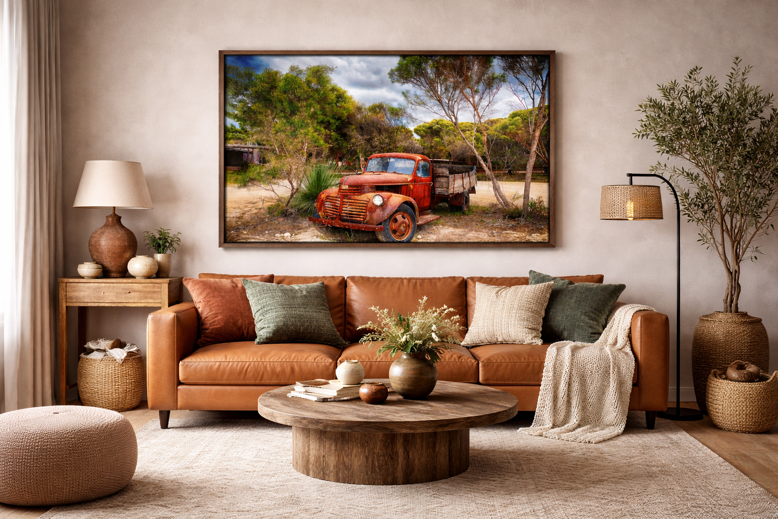 Vintage Red Farm Truck – Australian Rustic Wall Art - 12