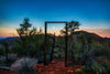 Full Moon and Sunrise at doorway to Sedona, Arizona