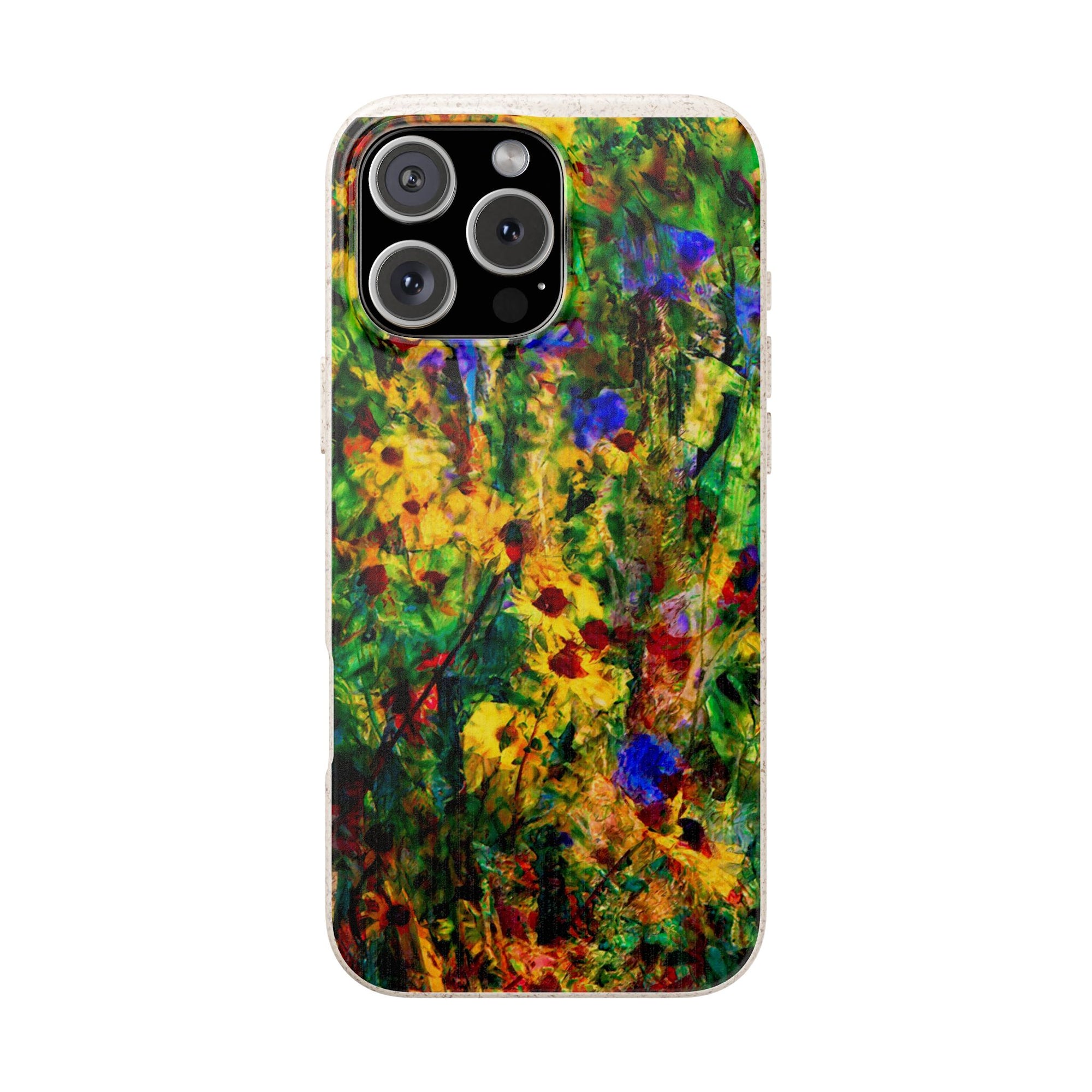 Biodegradable Floral Art Phone Case — Eco-Friendly Abstract Wildflower Design