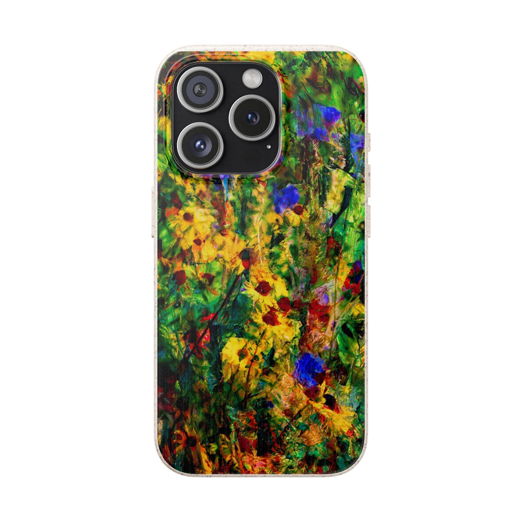 Biodegradable Floral Art Phone Case — Eco-Friendly Abstract Wildflower Design