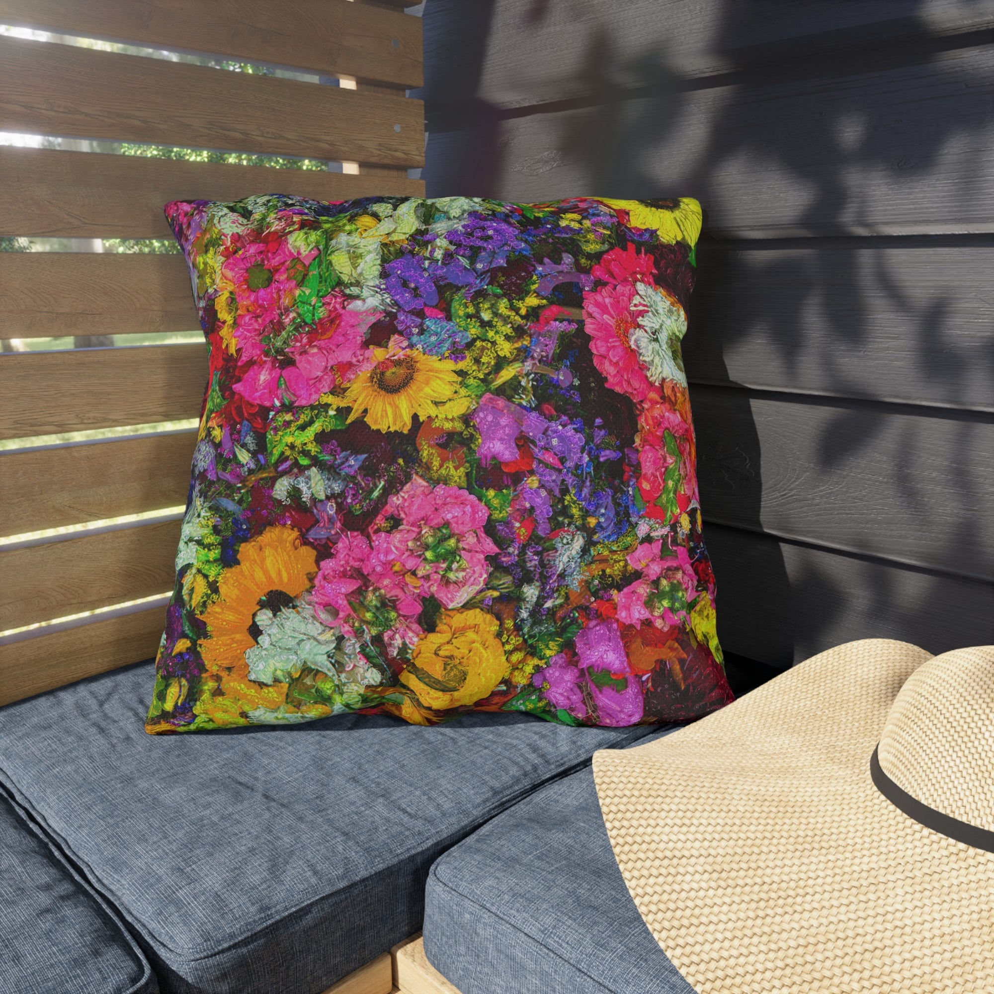 Copy of Pink Coneflower Outdoor Pillow — Garden Floral Patio Accent Cushion