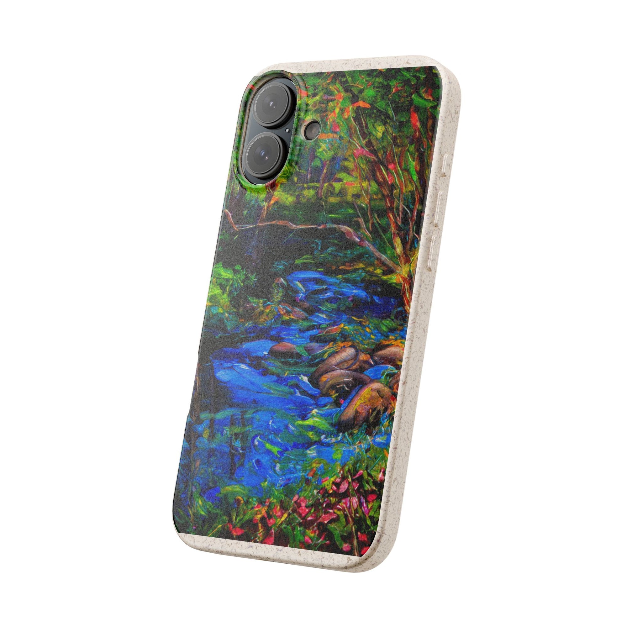 Biodegradable Phone Case — Eco-Friendly Watercolor Forest Stream Design