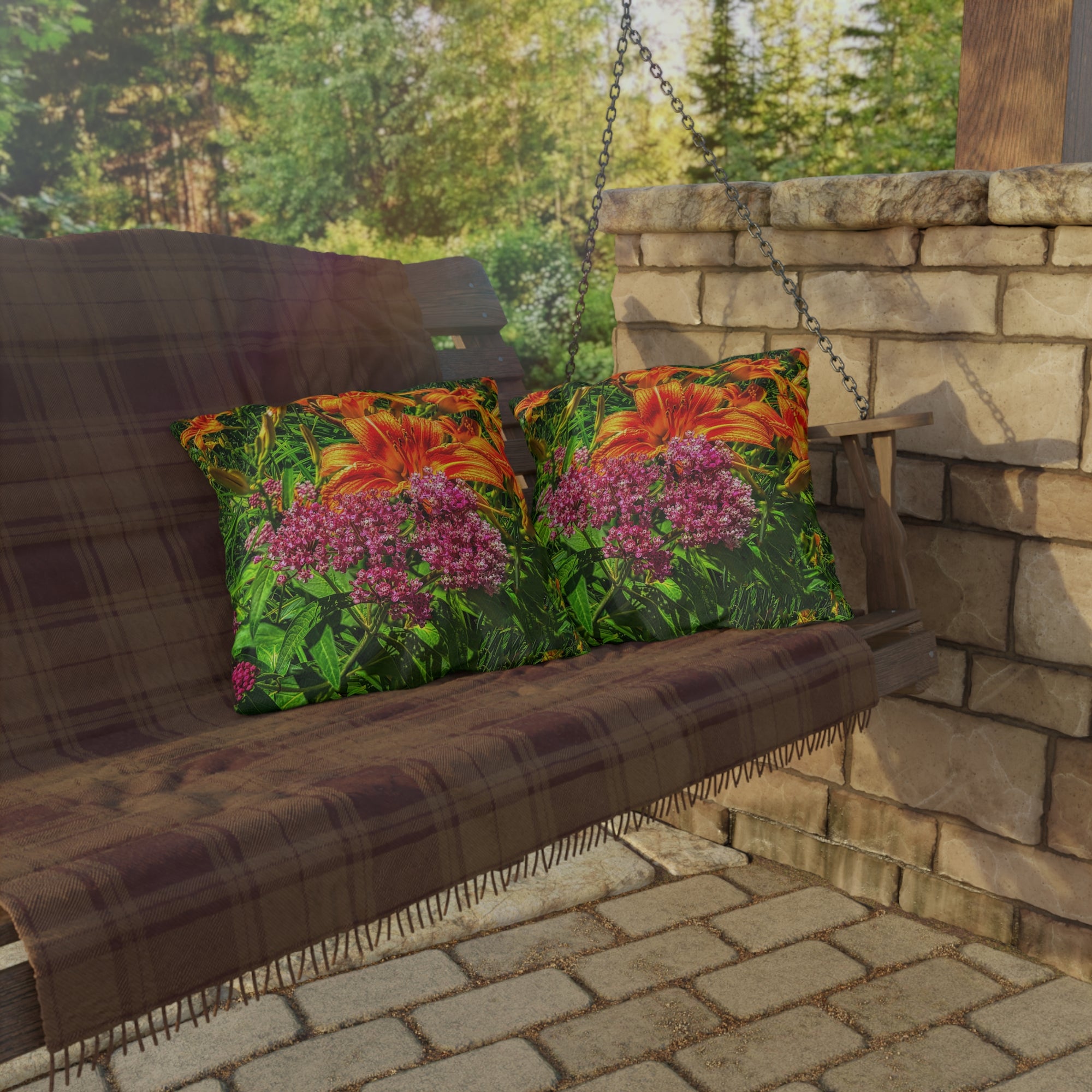 Copy of Pink Coneflower Outdoor Pillow — Garden Floral Patio Accent Cushion