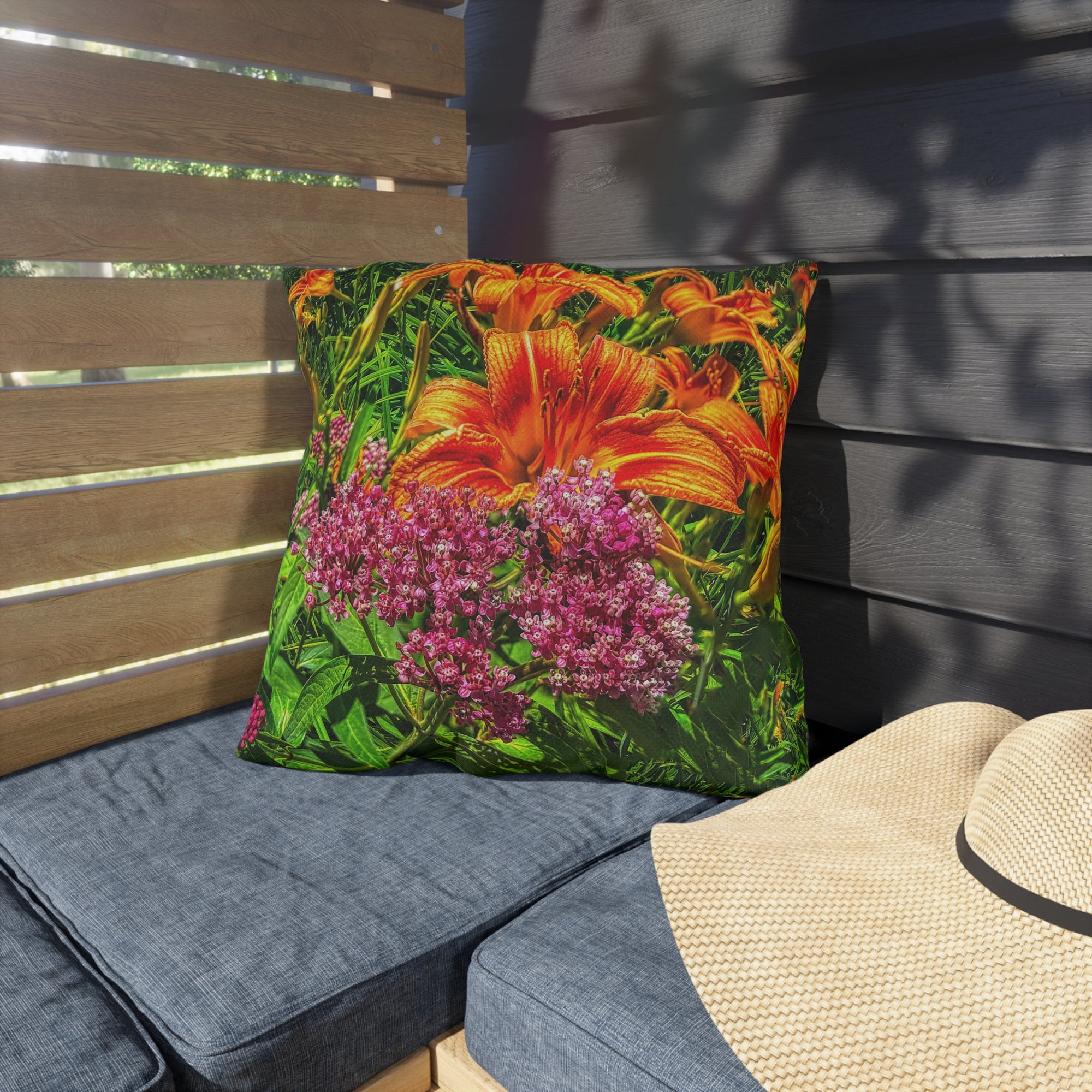 Copy of Pink Coneflower Outdoor Pillow — Garden Floral Patio Accent Cushion