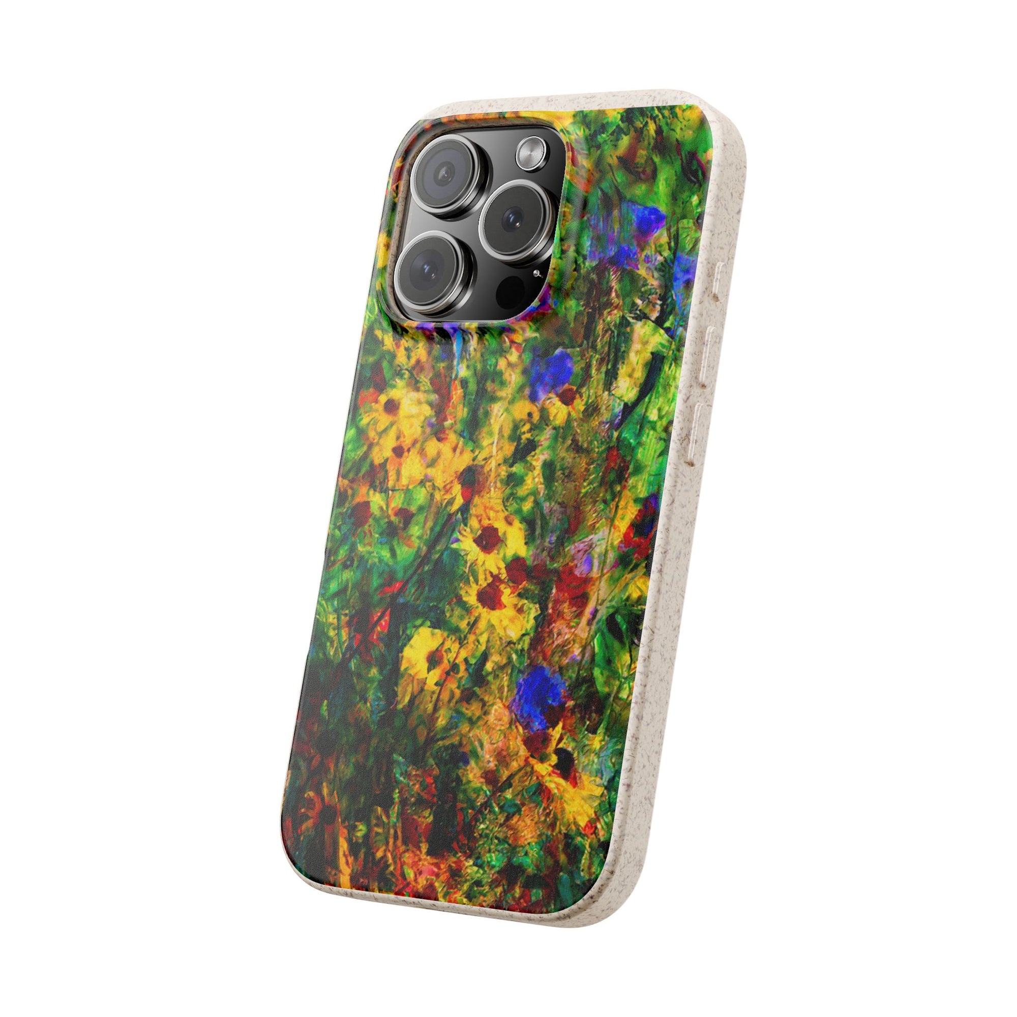 Biodegradable Floral Art Phone Case — Eco-Friendly Abstract Wildflower Design