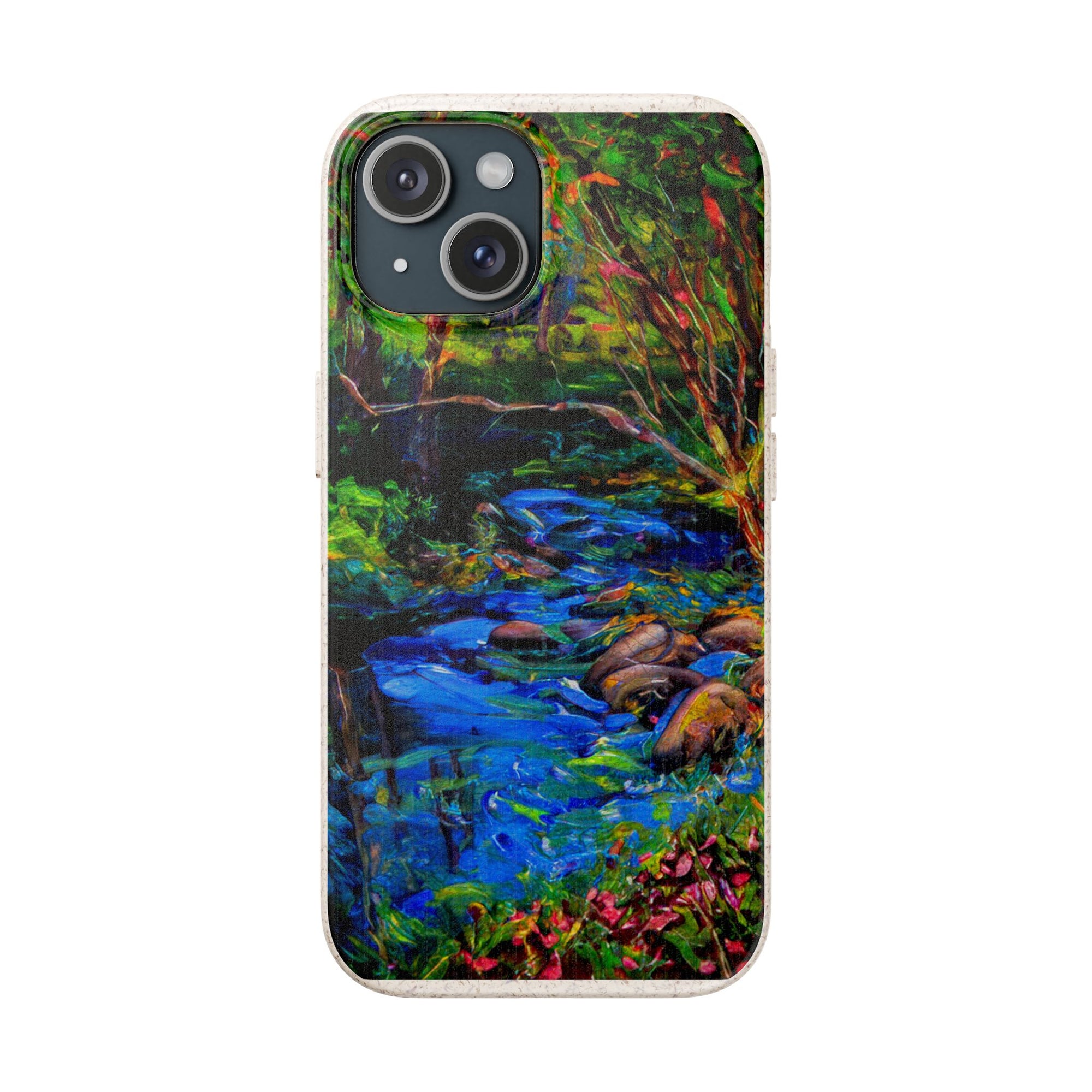 Biodegradable Phone Case — Eco-Friendly Watercolor Forest Stream Design