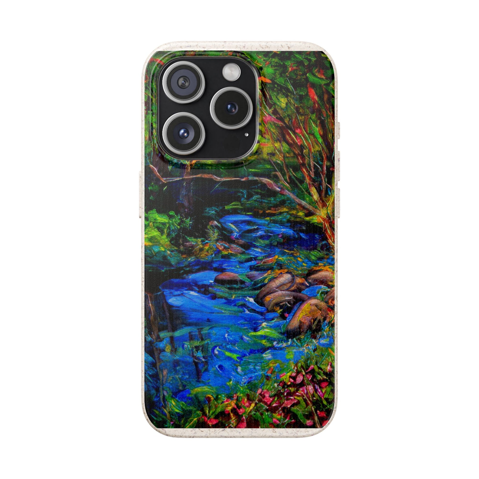 Biodegradable Phone Case — Eco-Friendly Watercolor Forest Stream Design