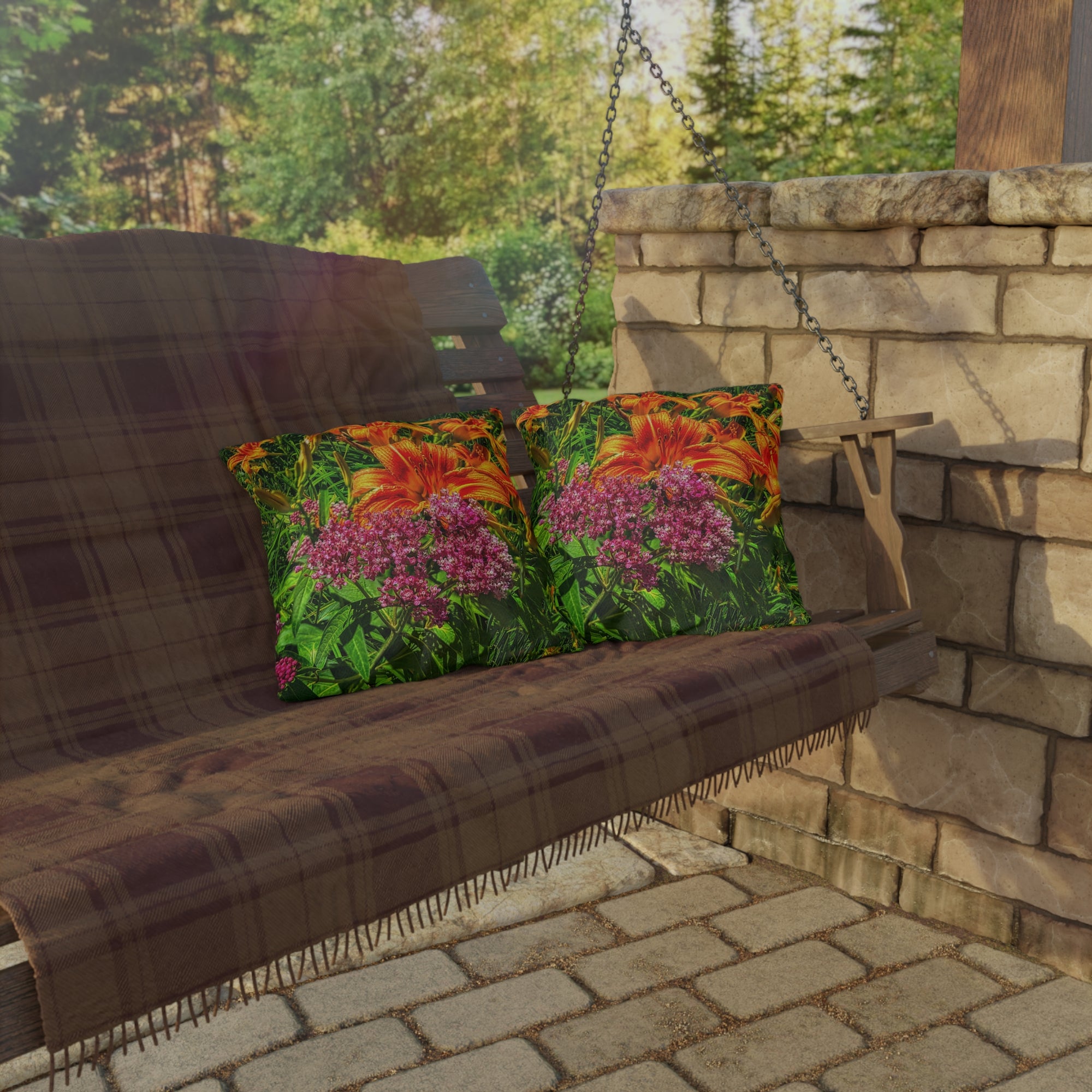 Copy of Pink Coneflower Outdoor Pillow — Garden Floral Patio Accent Cushion