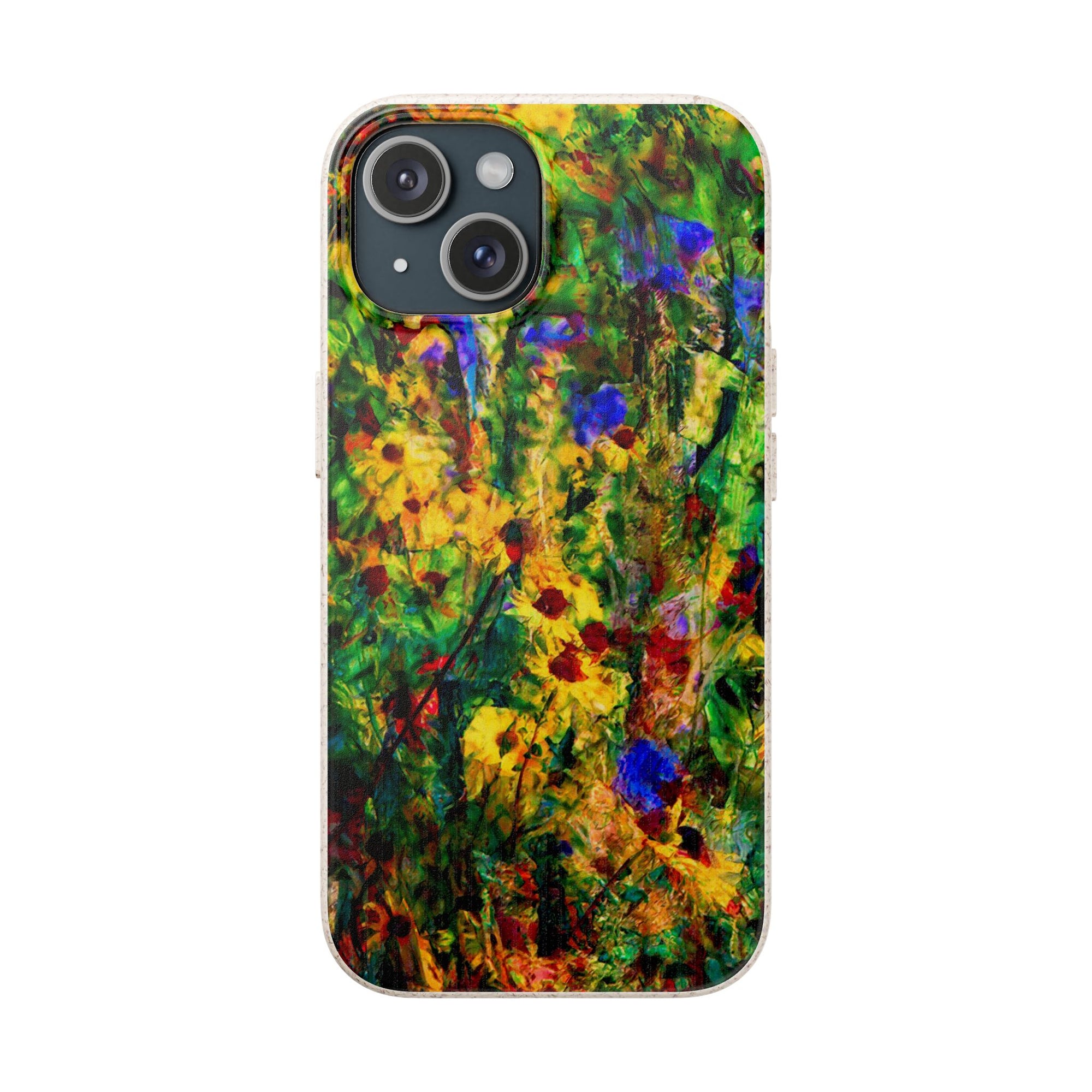 Biodegradable Floral Art Phone Case — Eco-Friendly Abstract Wildflower Design