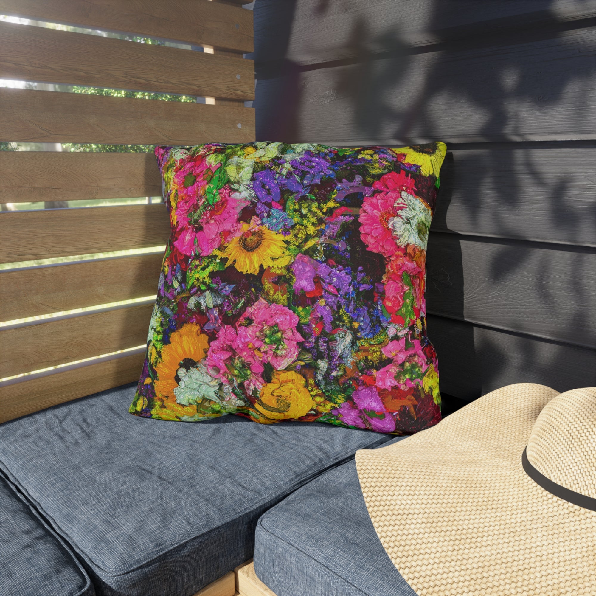 Copy of Pink Coneflower Outdoor Pillow — Garden Floral Patio Accent Cushion