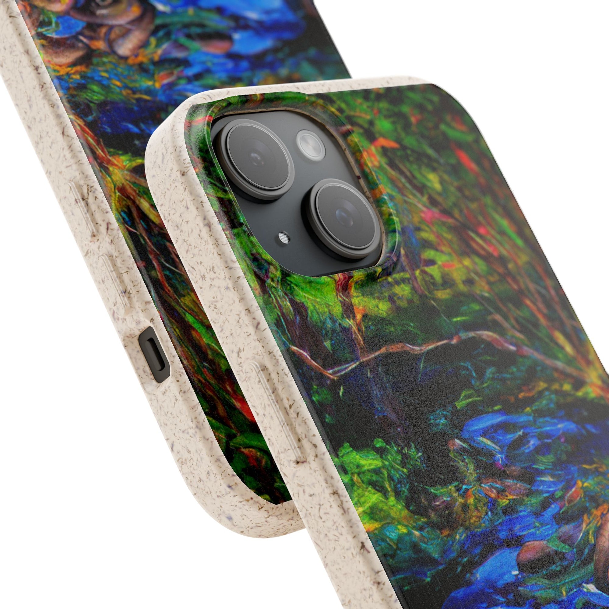 Biodegradable Phone Case — Eco-Friendly Watercolor Forest Stream Design