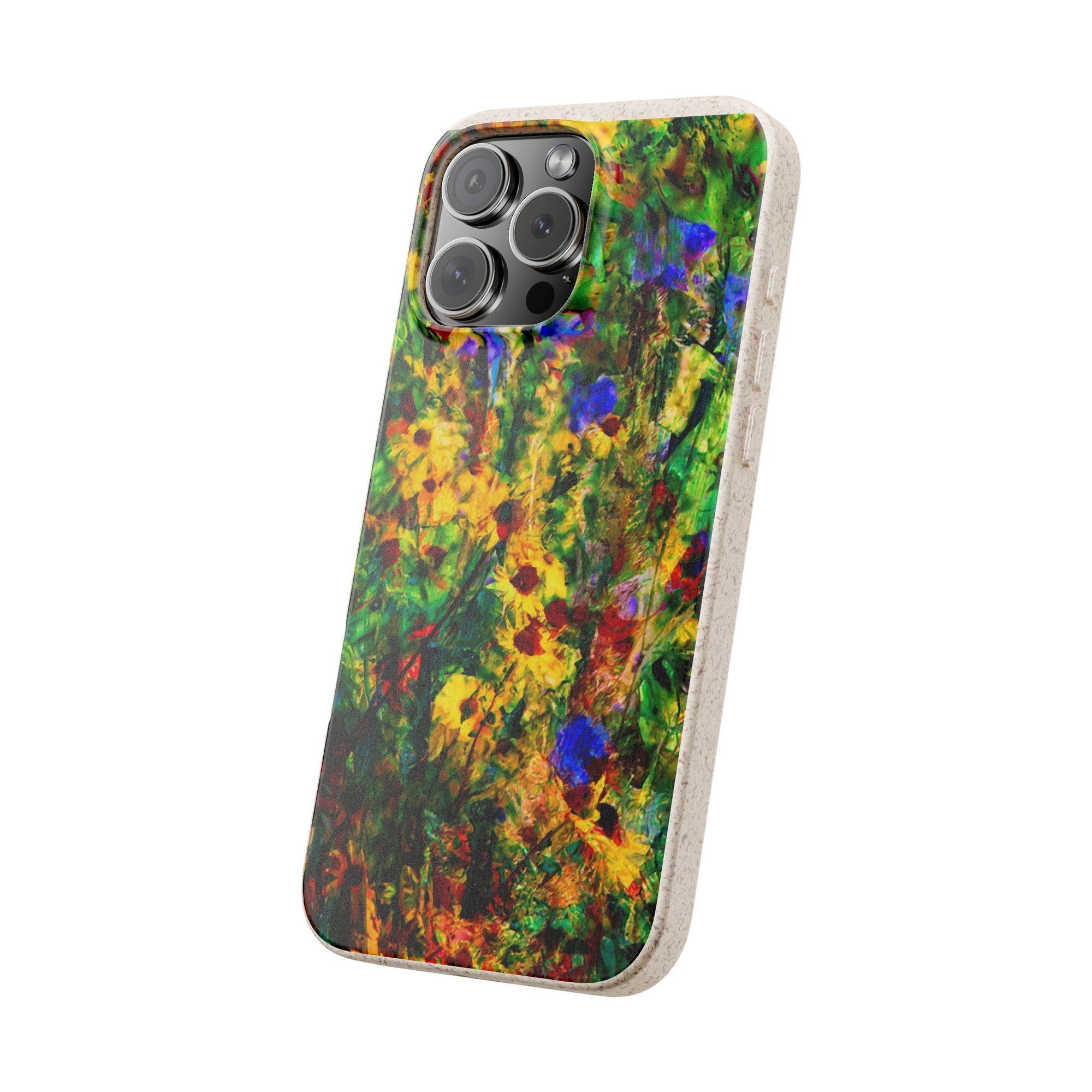 Biodegradable Floral Art Phone Case — Eco-Friendly Abstract Wildflower Design