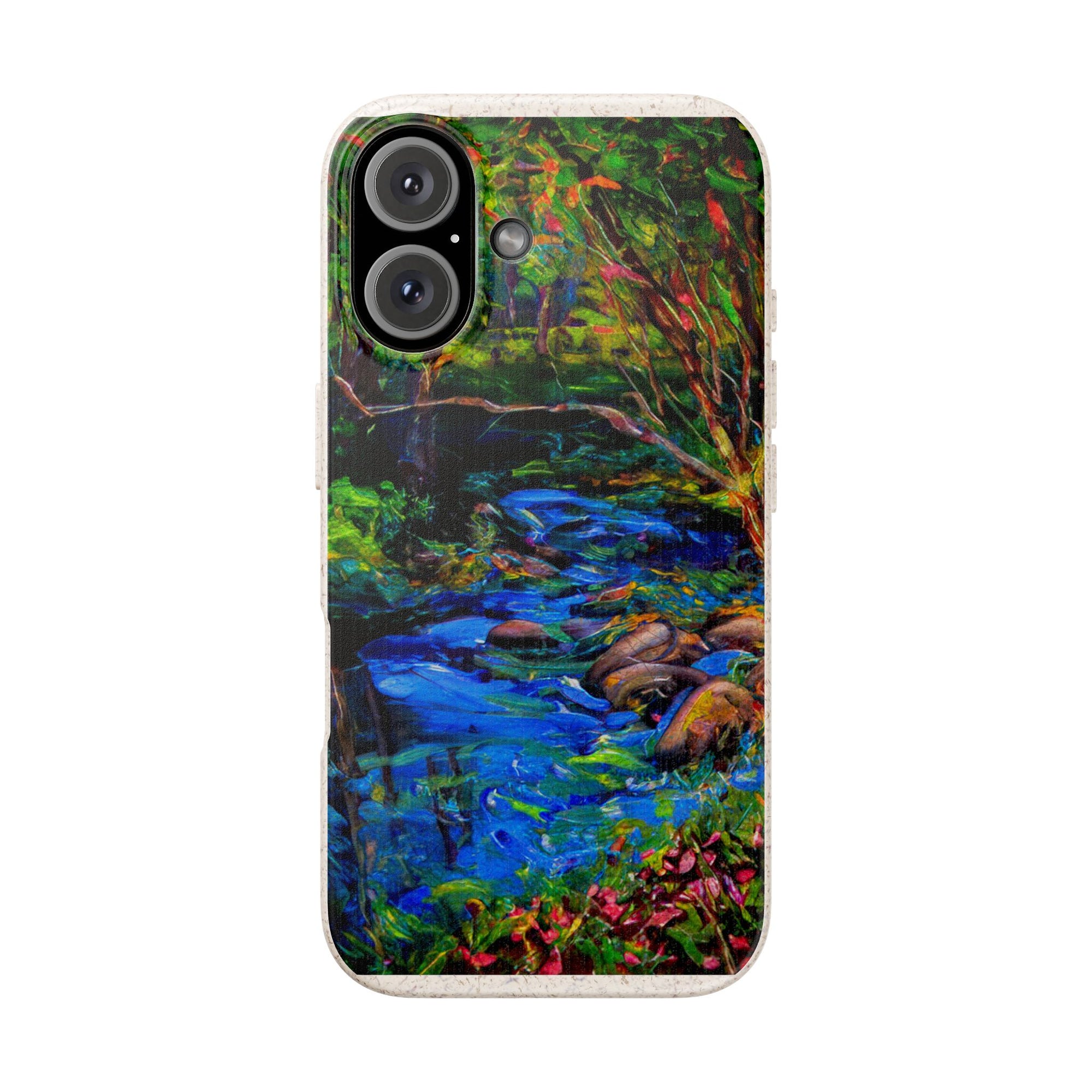Biodegradable Phone Case — Eco-Friendly Watercolor Forest Stream Design