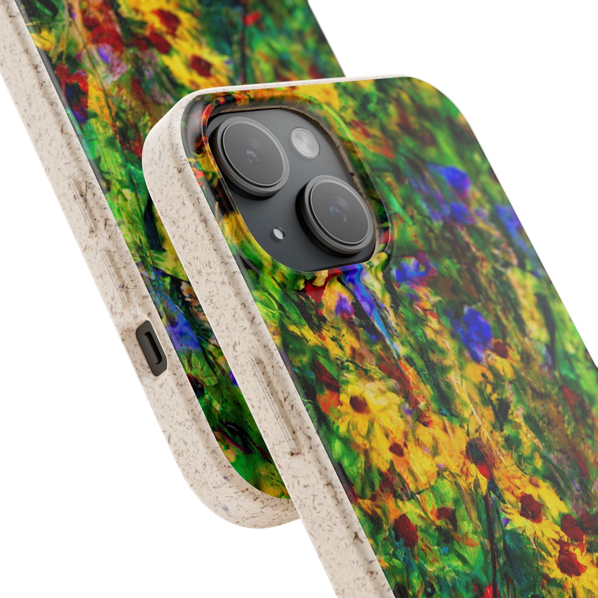 Biodegradable Floral Art Phone Case — Eco-Friendly Abstract Wildflower Design
