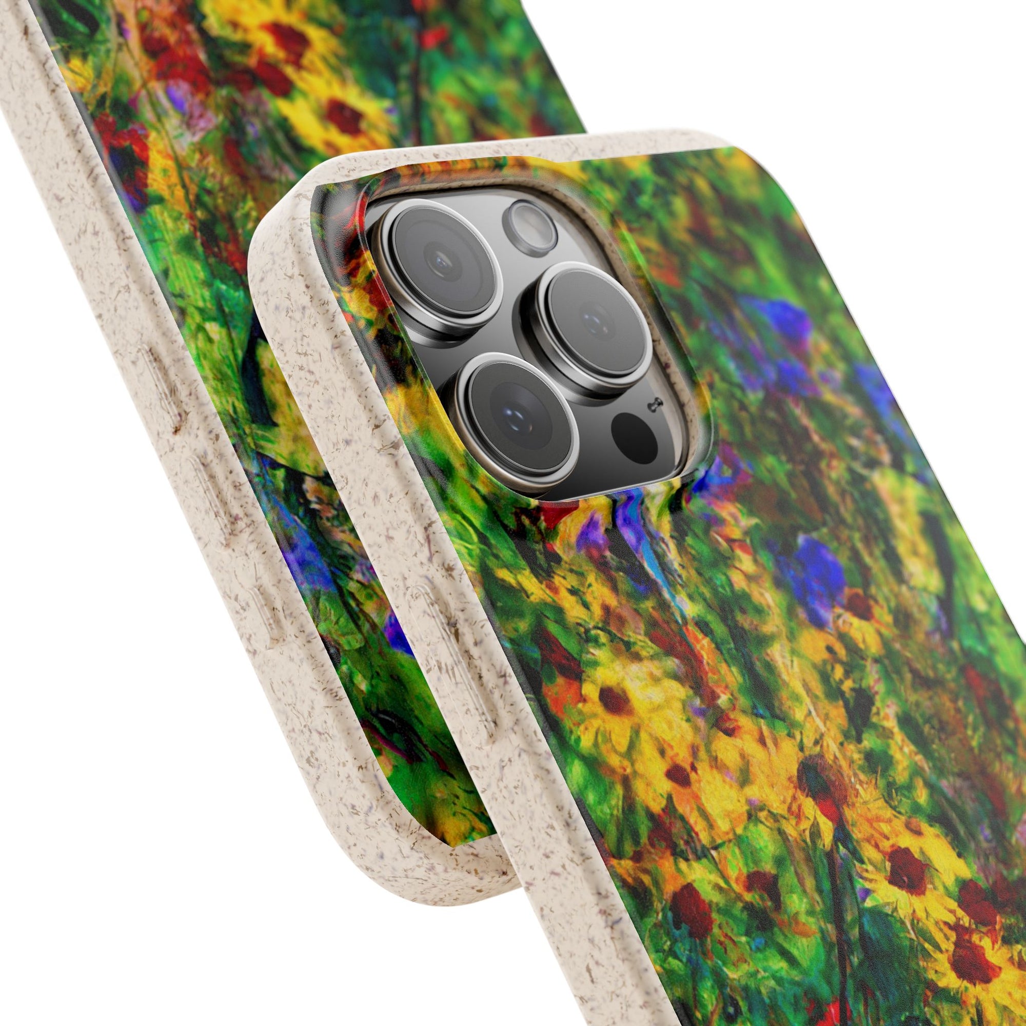 Biodegradable Floral Art Phone Case — Eco-Friendly Abstract Wildflower Design