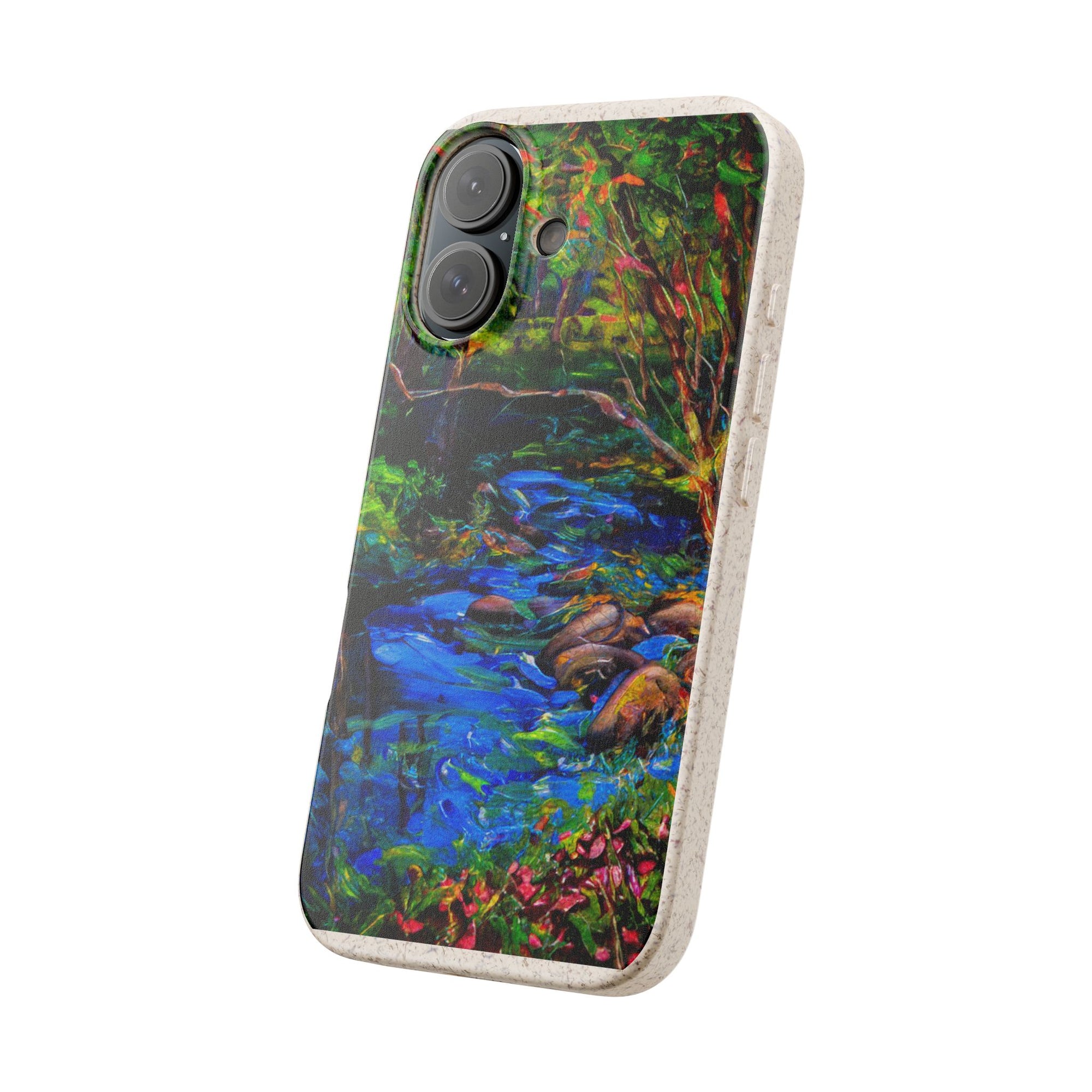 Biodegradable Phone Case — Eco-Friendly Watercolor Forest Stream Design