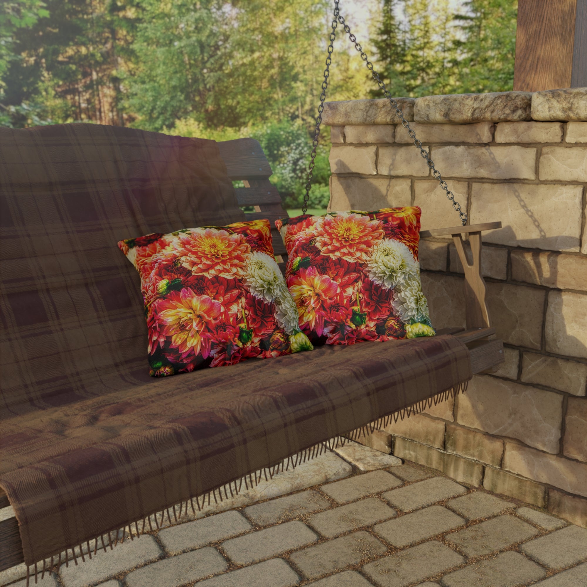 Dahlia Garden Outdoor Pillow – Vibrant Floral Patio Cushion