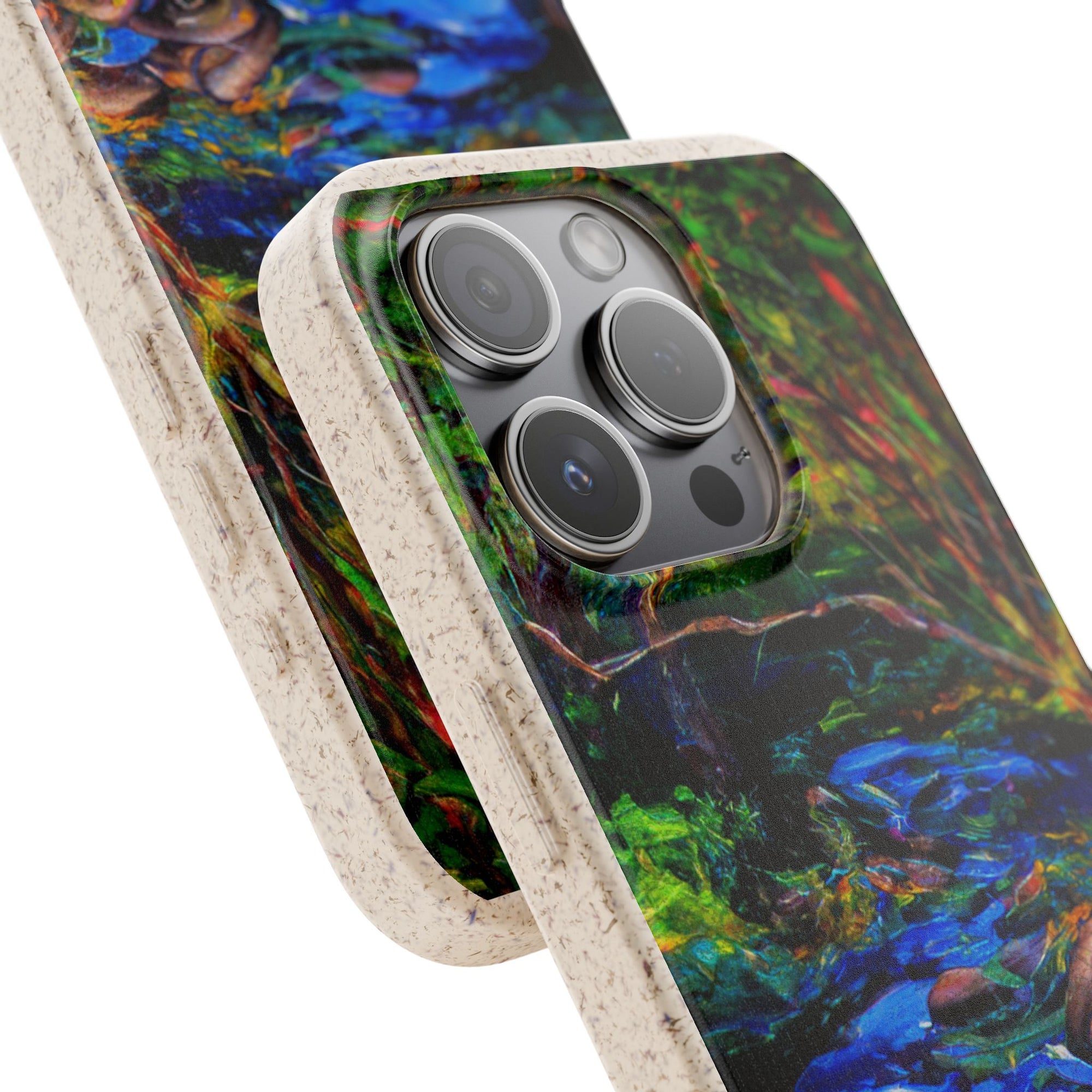 Biodegradable Phone Case — Eco-Friendly Watercolor Forest Stream Design