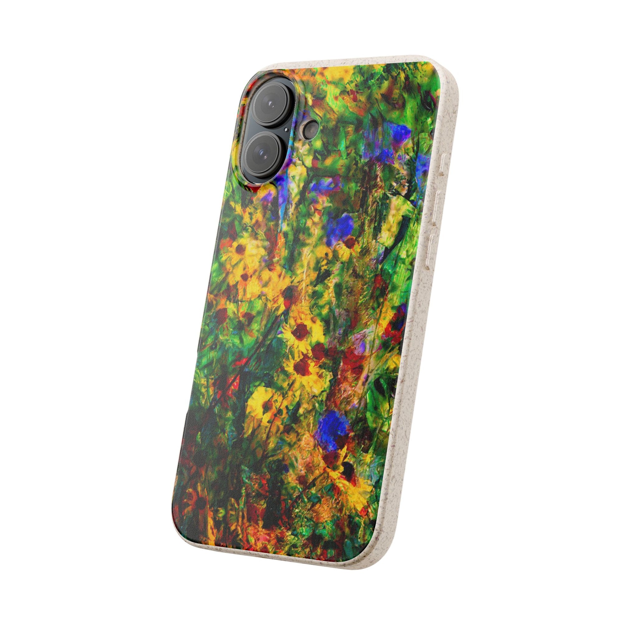 Biodegradable Floral Art Phone Case — Eco-Friendly Abstract Wildflower Design