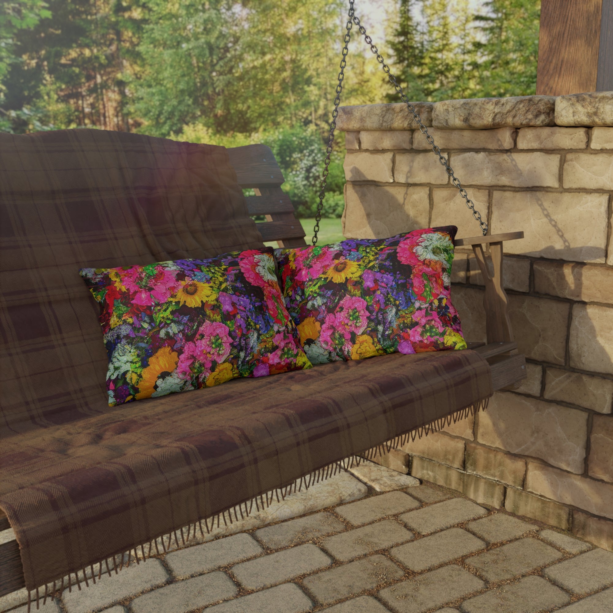 Copy of Pink Coneflower Outdoor Pillow — Garden Floral Patio Accent Cushion