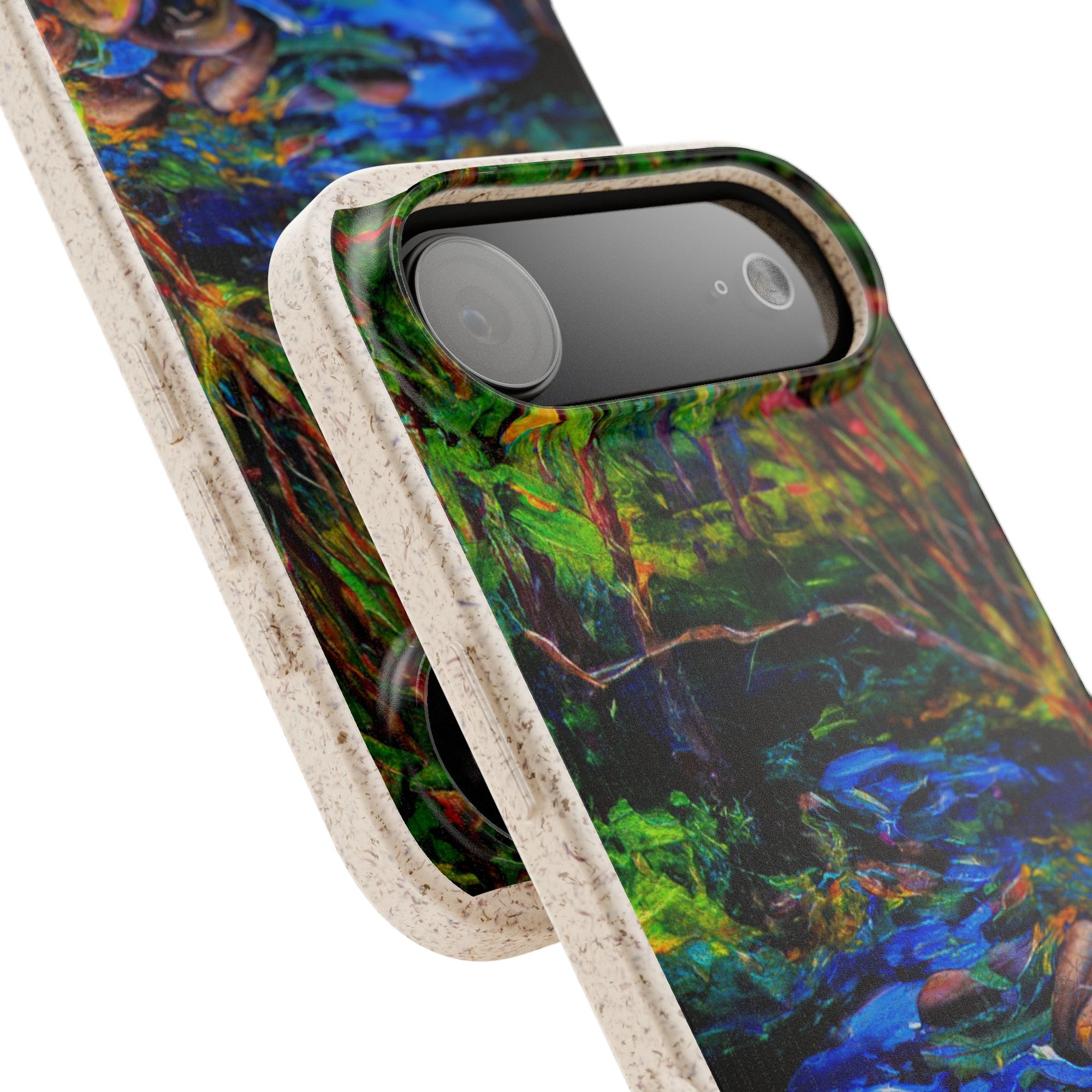 Biodegradable Phone Case — Eco-Friendly Watercolor Forest Stream Design
