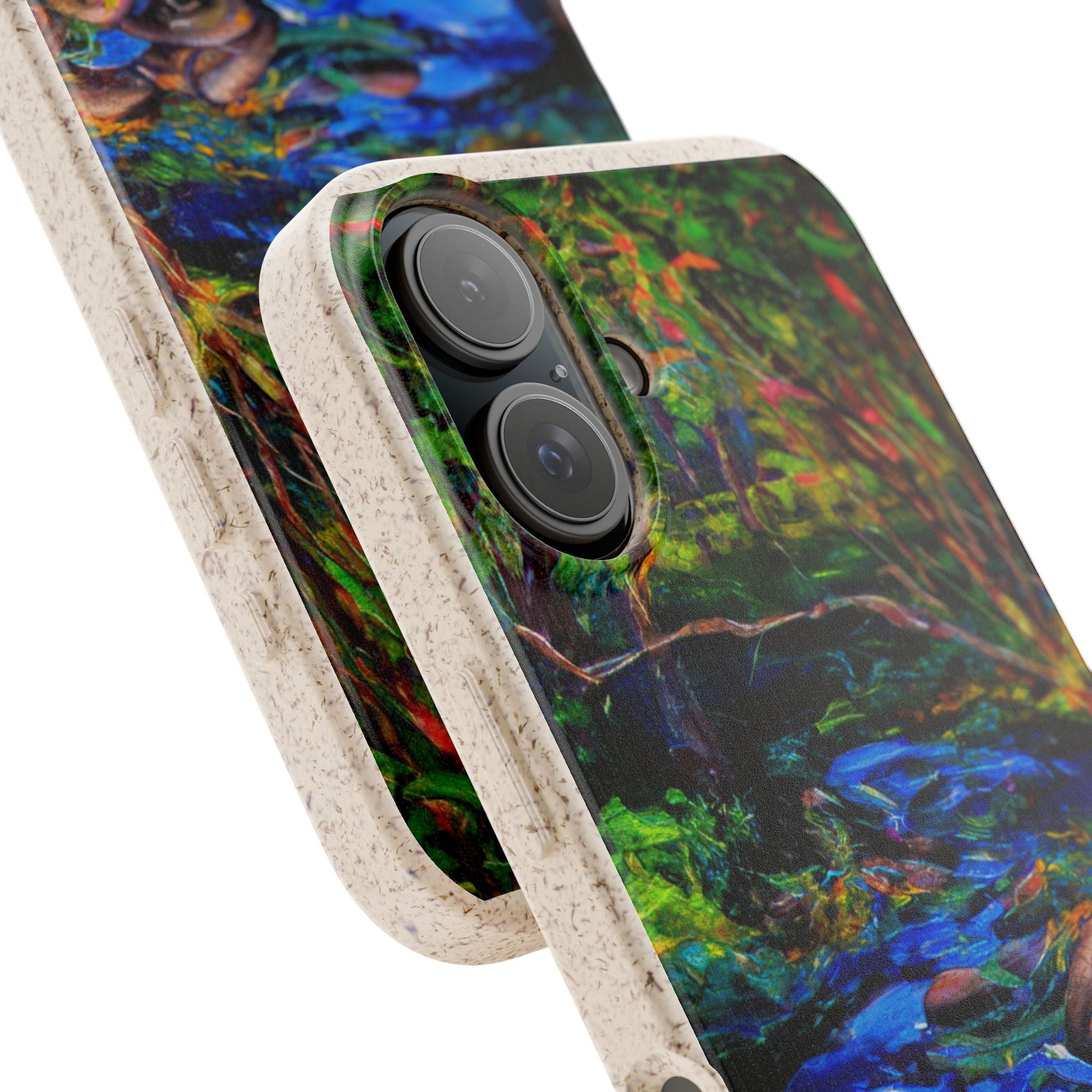 Biodegradable Phone Case — Eco-Friendly Watercolor Forest Stream Design