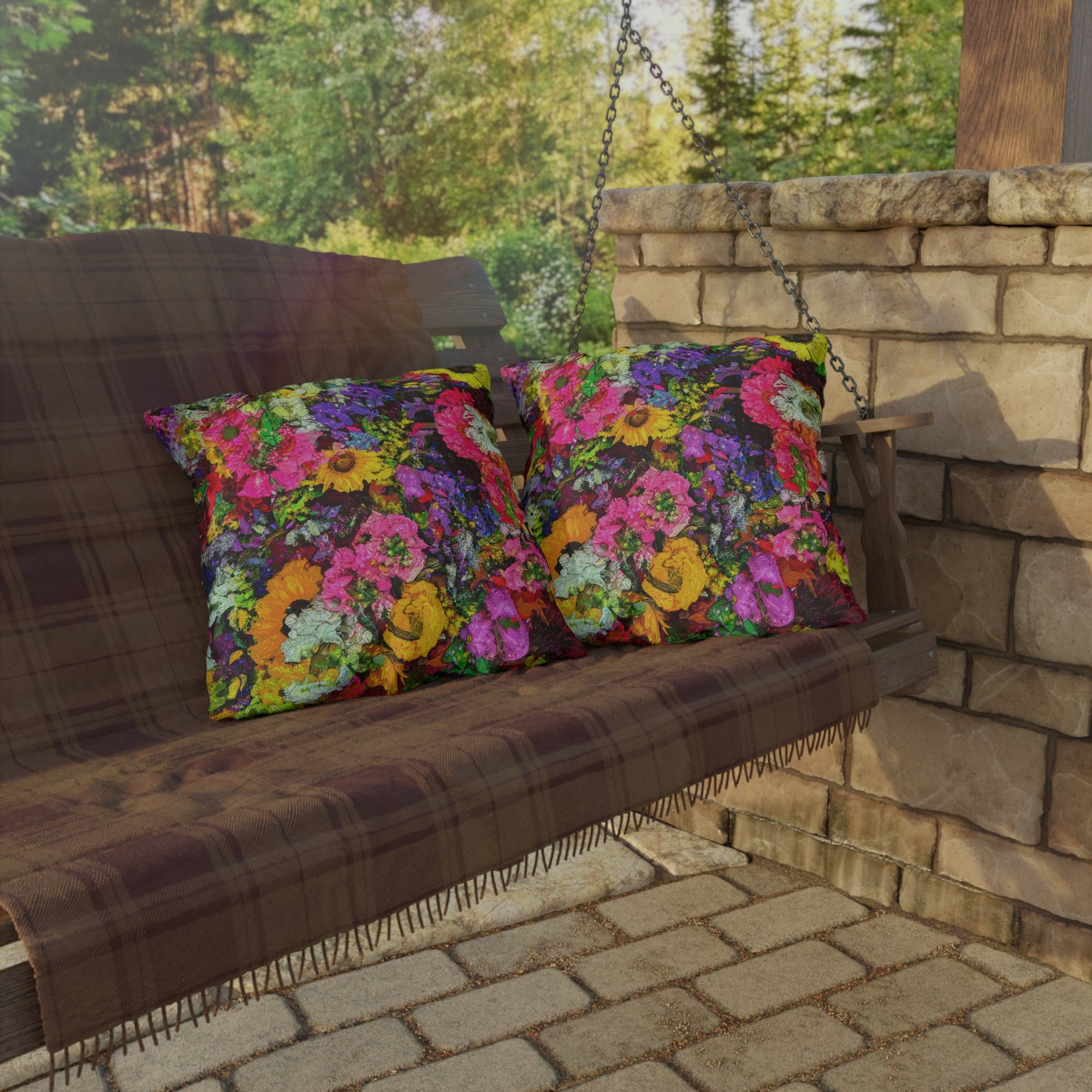 Copy of Pink Coneflower Outdoor Pillow — Garden Floral Patio Accent Cushion