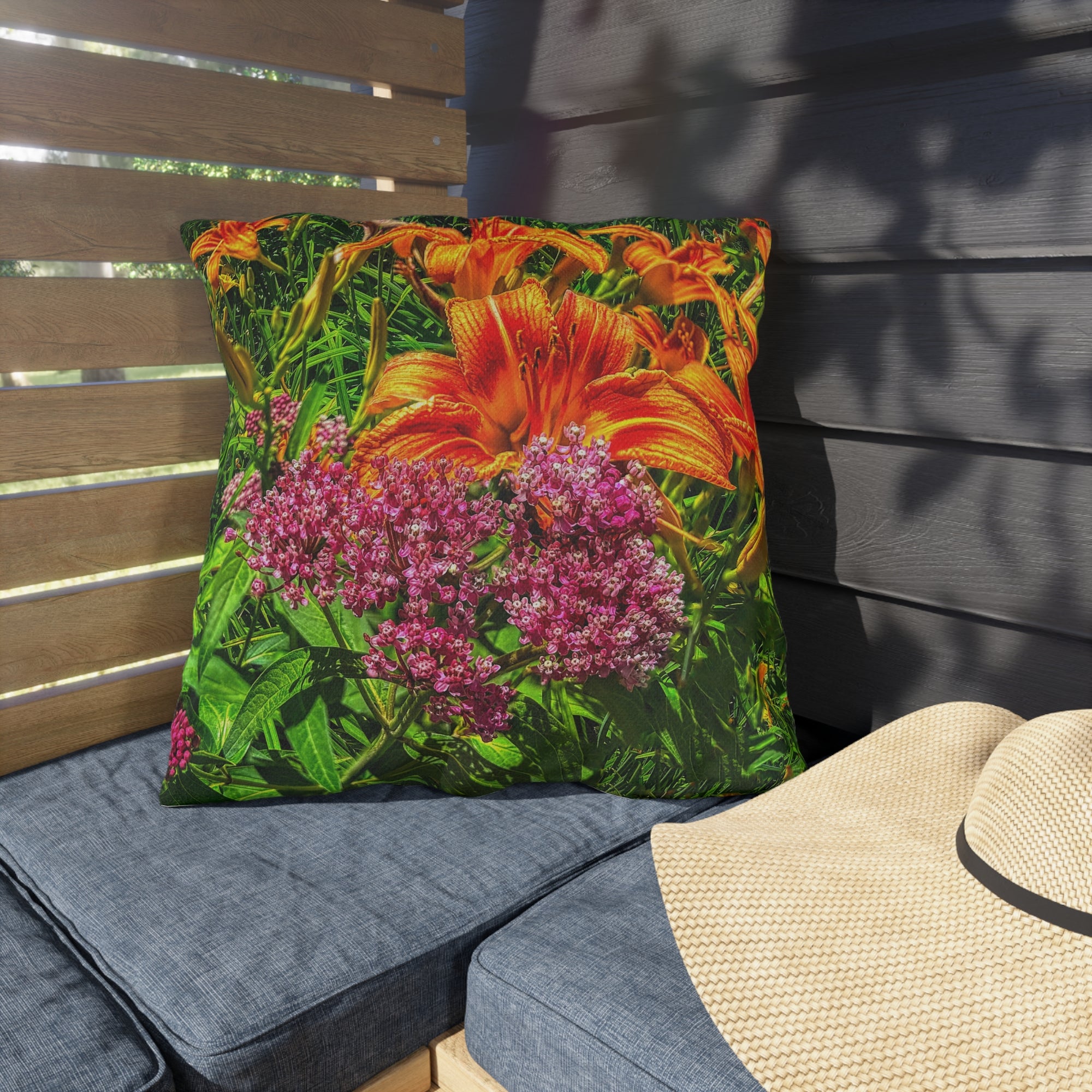 Copy of Pink Coneflower Outdoor Pillow — Garden Floral Patio Accent Cushion