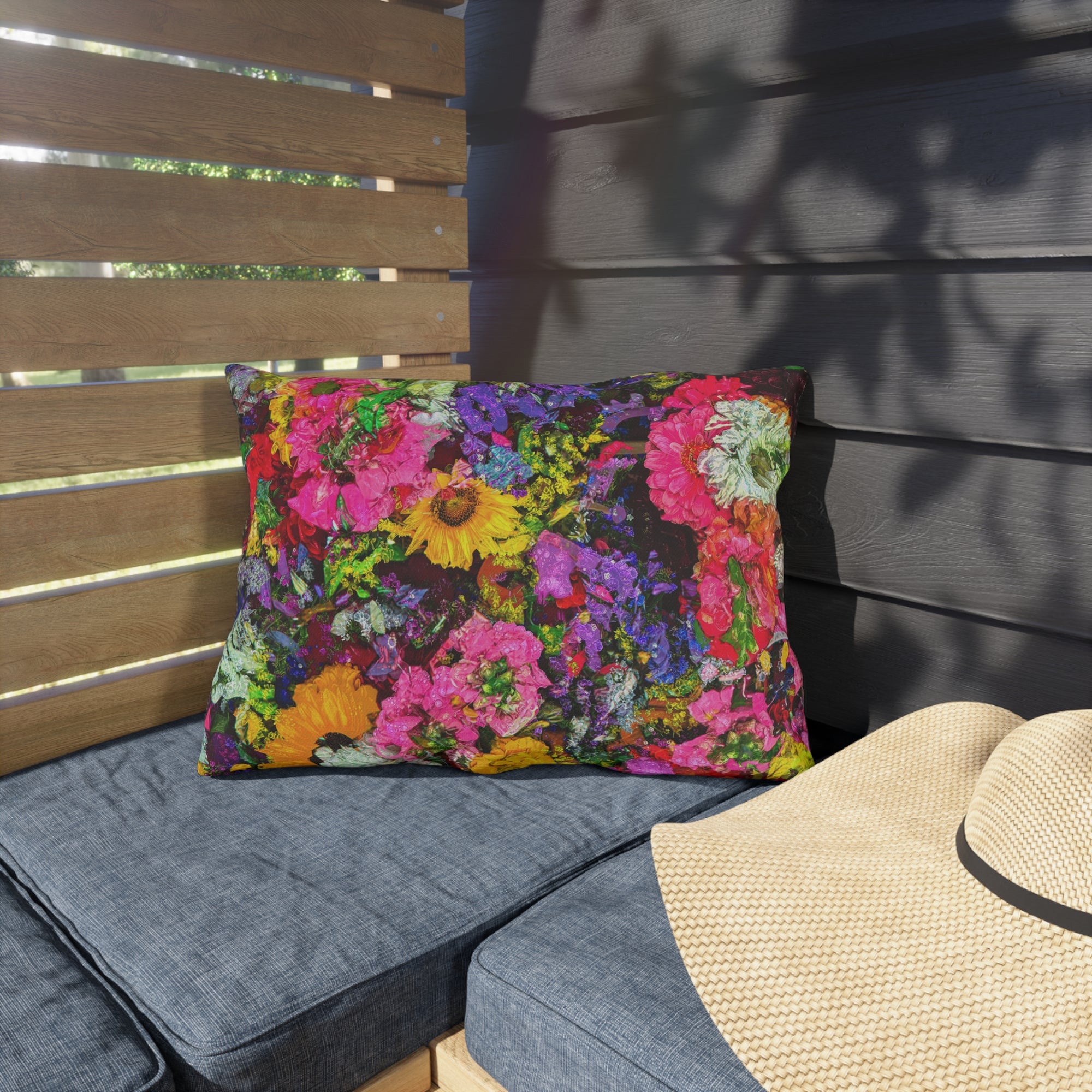 Copy of Pink Coneflower Outdoor Pillow — Garden Floral Patio Accent Cushion