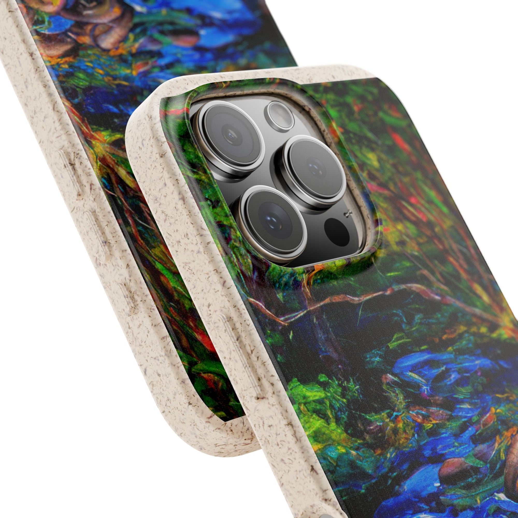 Biodegradable Phone Case — Eco-Friendly Watercolor Forest Stream Design