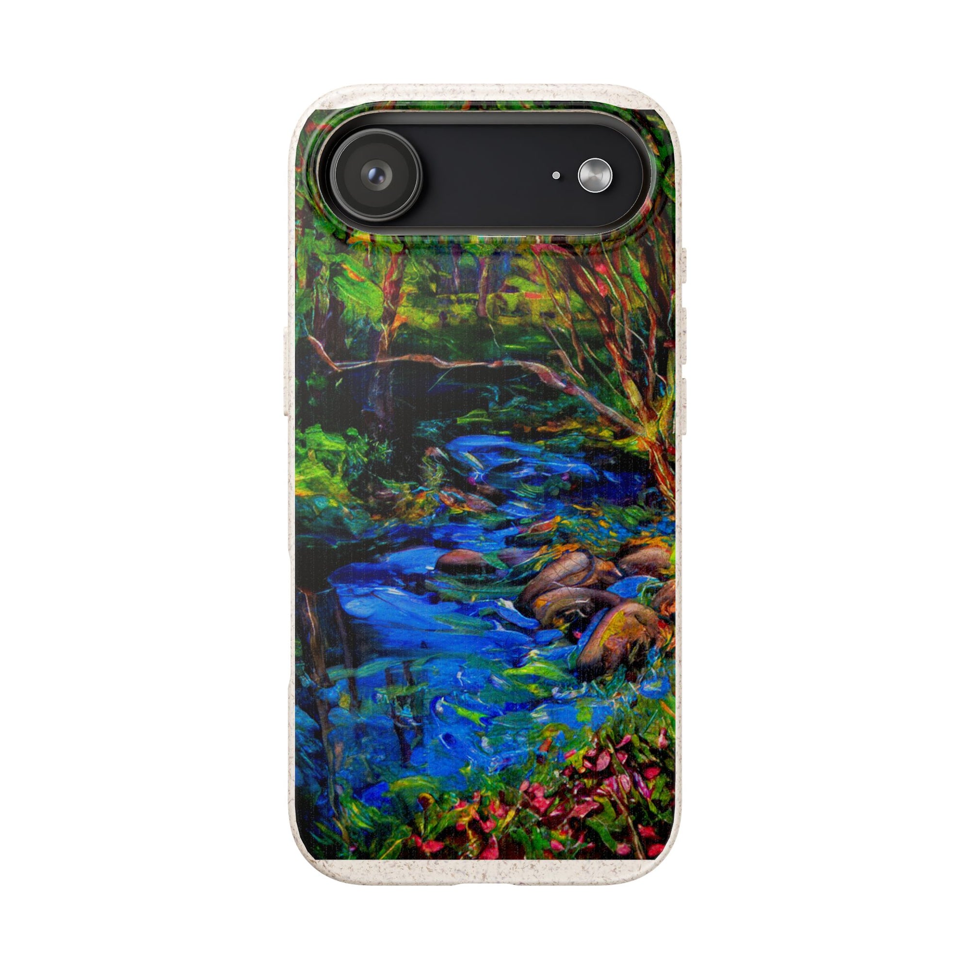 Biodegradable Phone Case — Eco-Friendly Watercolor Forest Stream Design