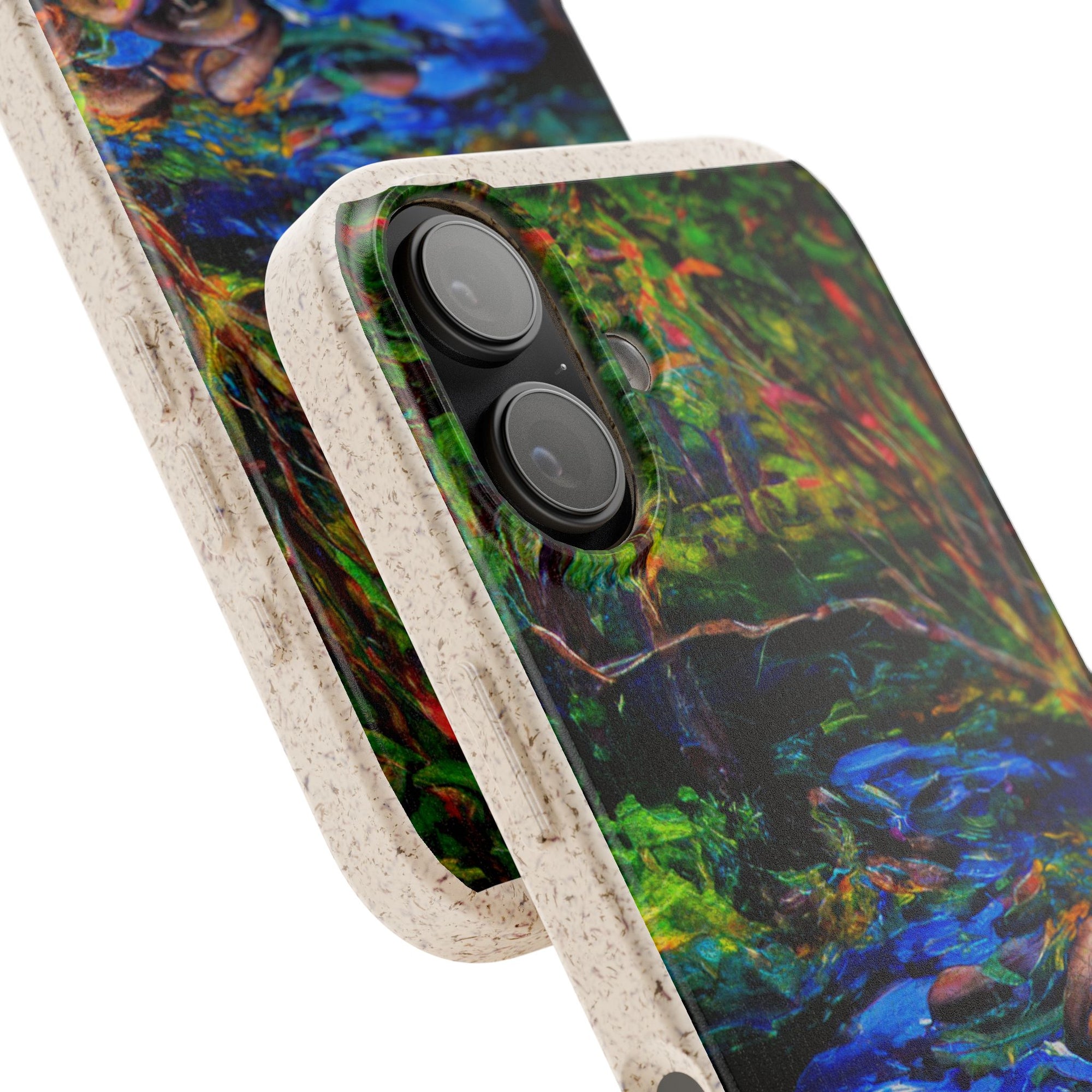 Biodegradable Phone Case — Eco-Friendly Watercolor Forest Stream Design