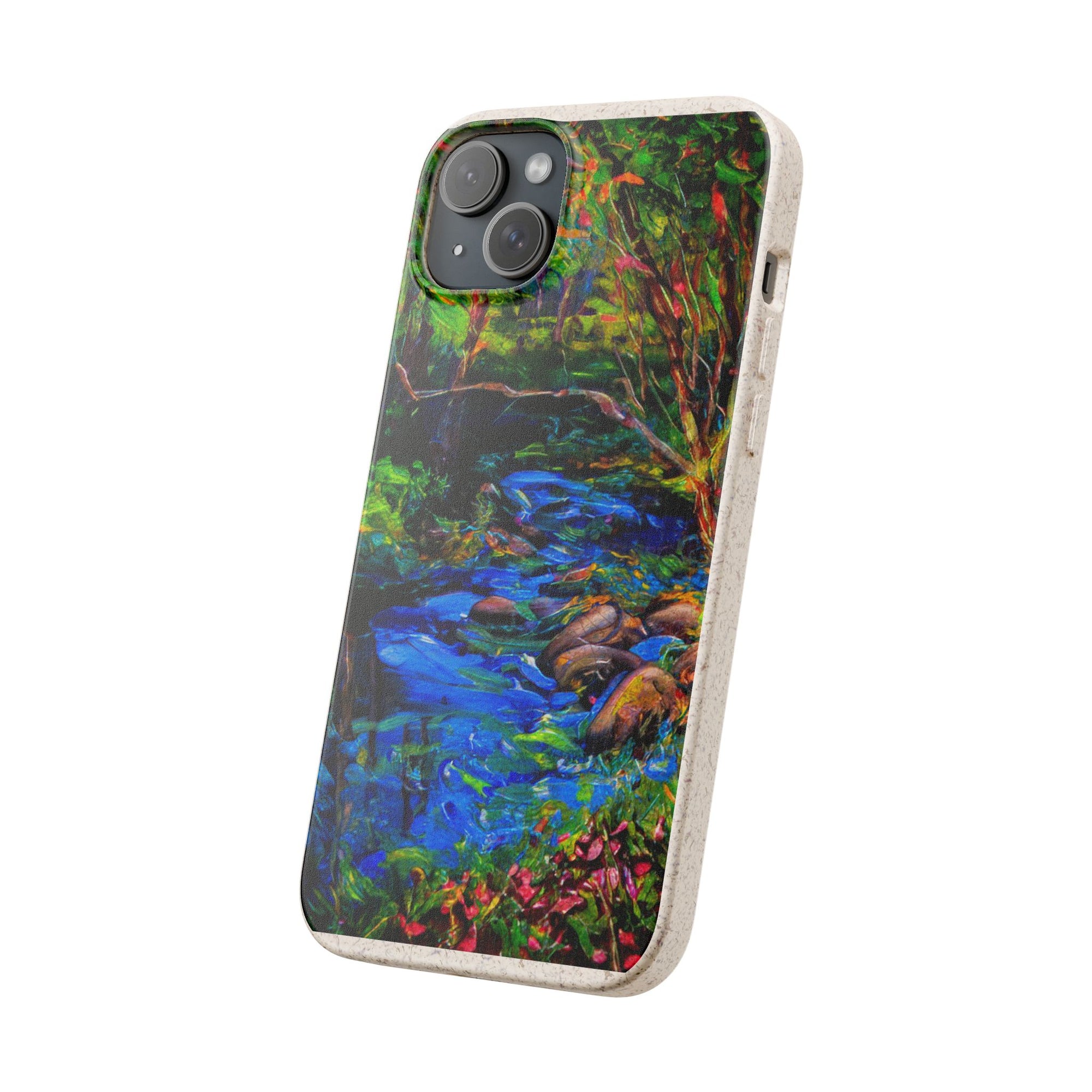 Biodegradable Phone Case — Eco-Friendly Watercolor Forest Stream Design