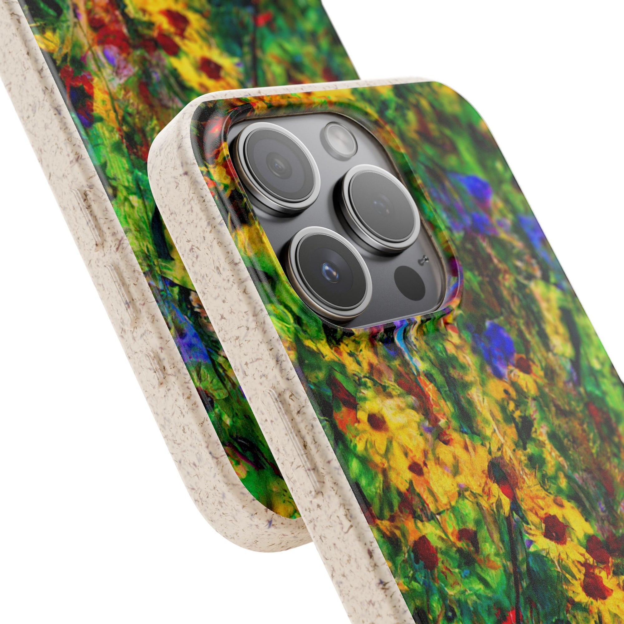 Biodegradable Floral Art Phone Case — Eco-Friendly Abstract Wildflower Design