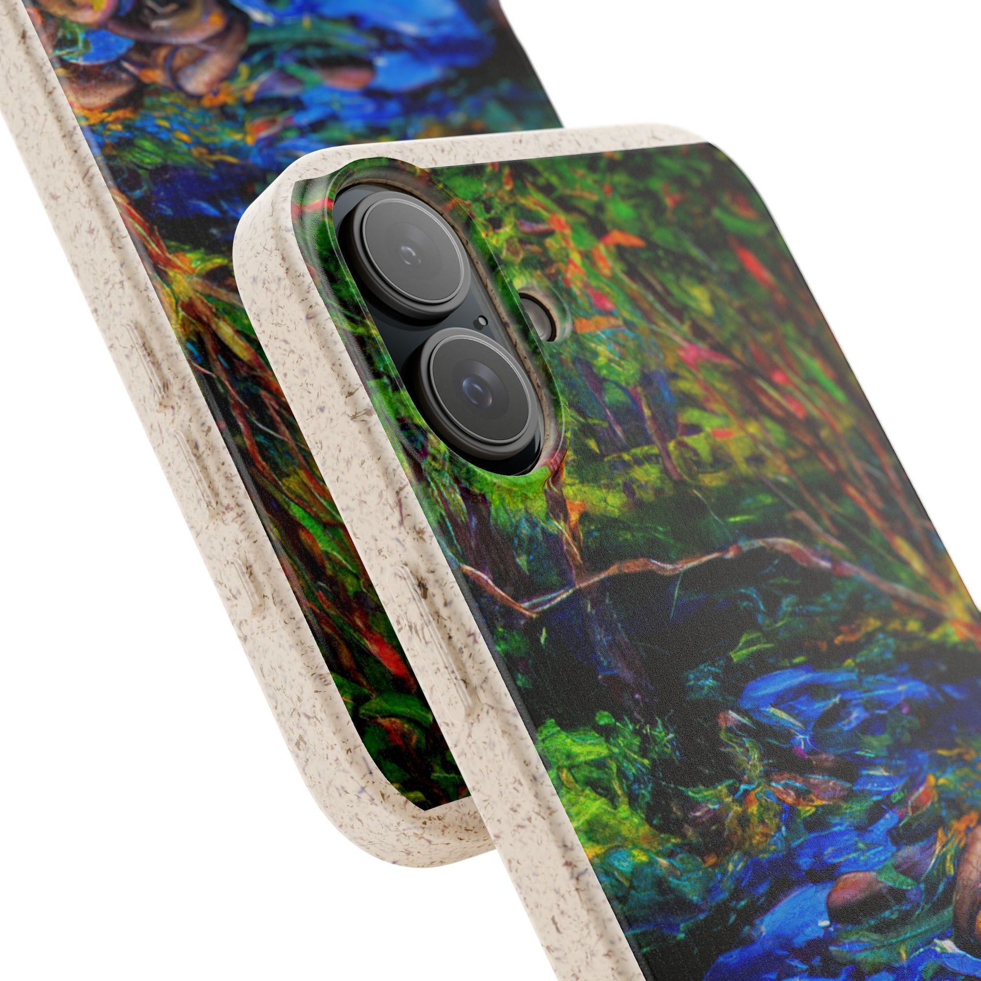 Biodegradable Phone Case — Eco-Friendly Watercolor Forest Stream Design