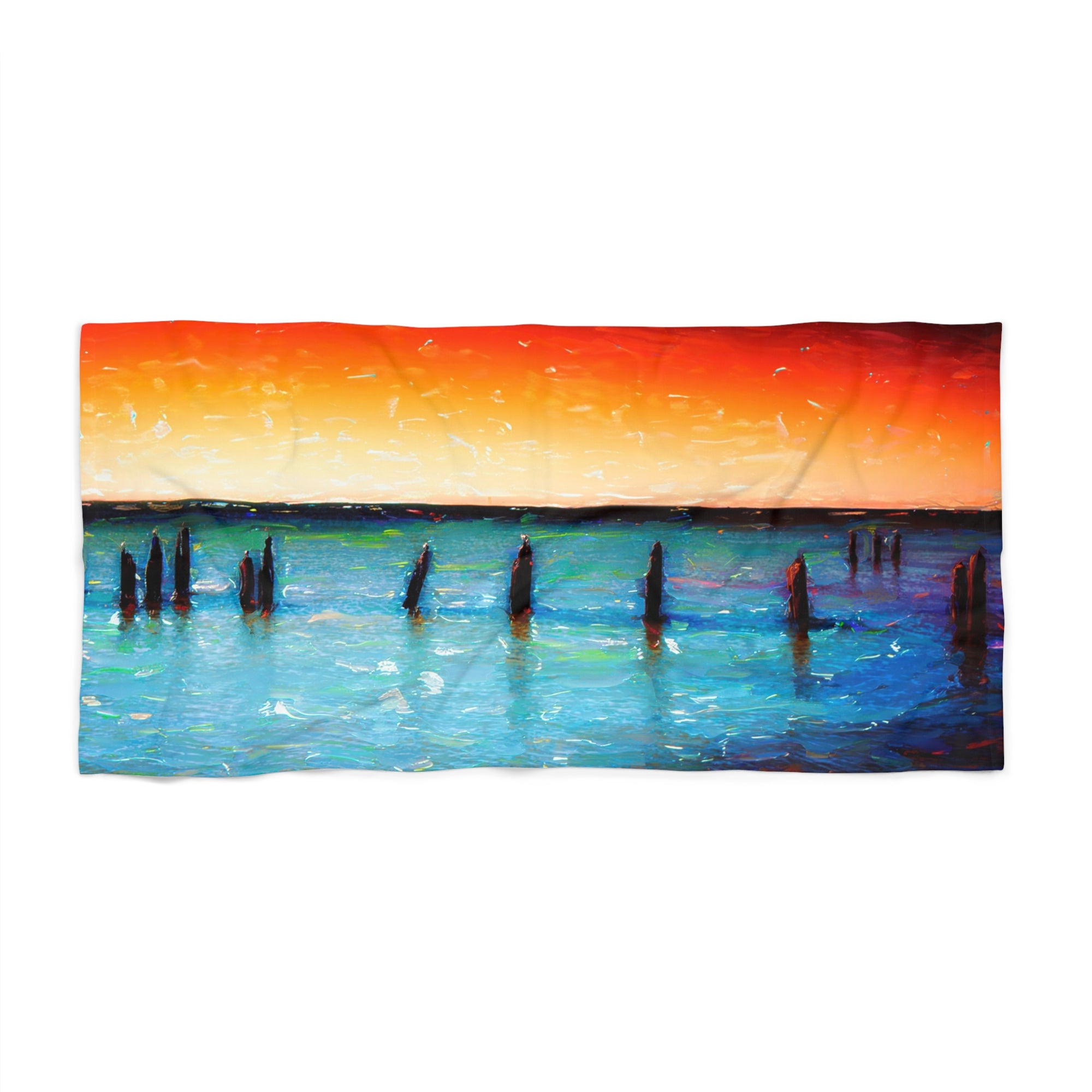 Copy of Copy of Copy of Harbor Boats Beach Towel — Colorful Nautical Marina Artwork