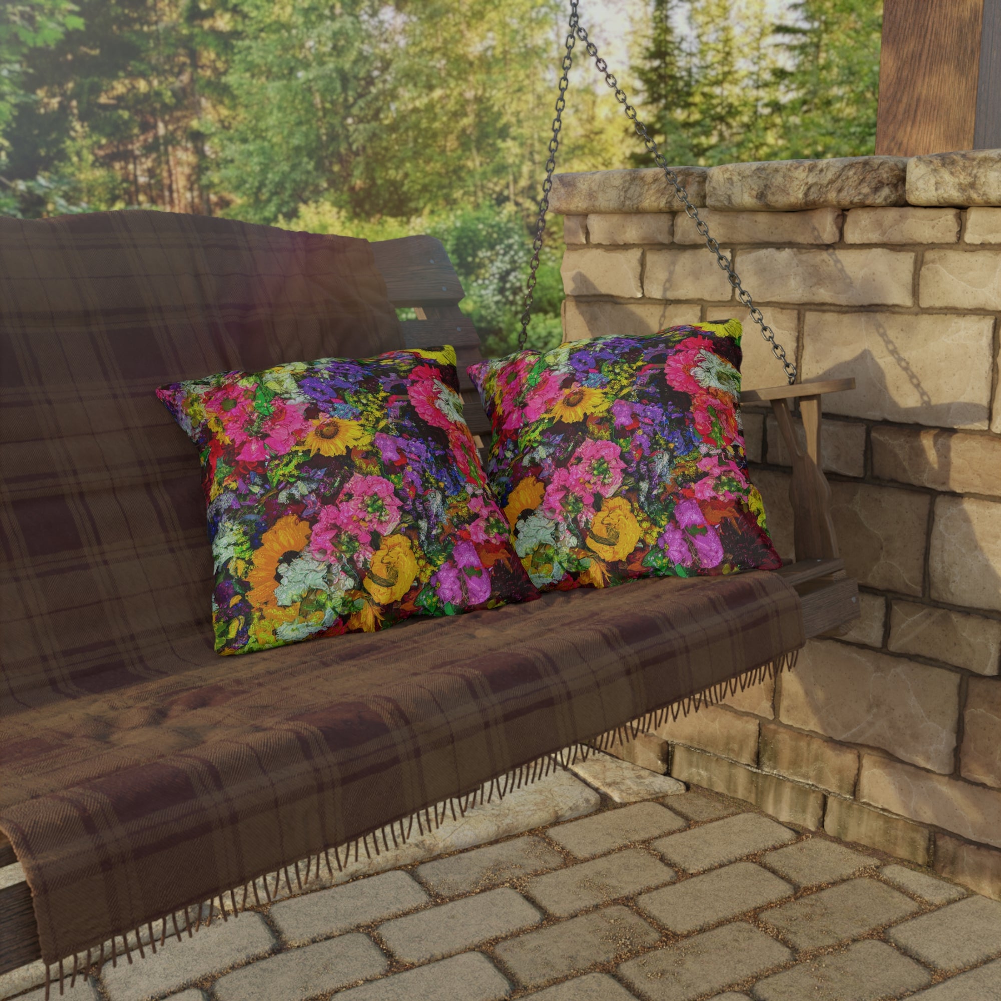 Copy of Pink Coneflower Outdoor Pillow — Garden Floral Patio Accent Cushion
