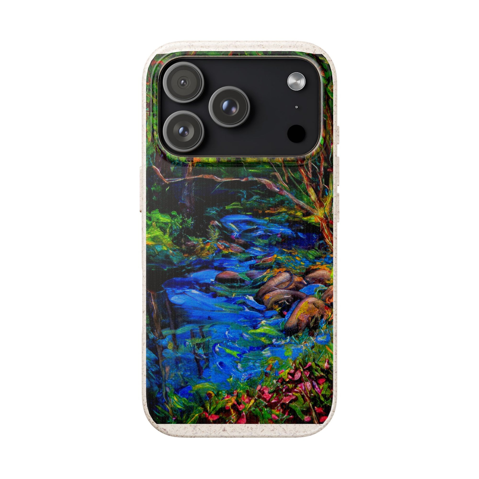 Biodegradable Phone Case — Eco-Friendly Watercolor Forest Stream Design
