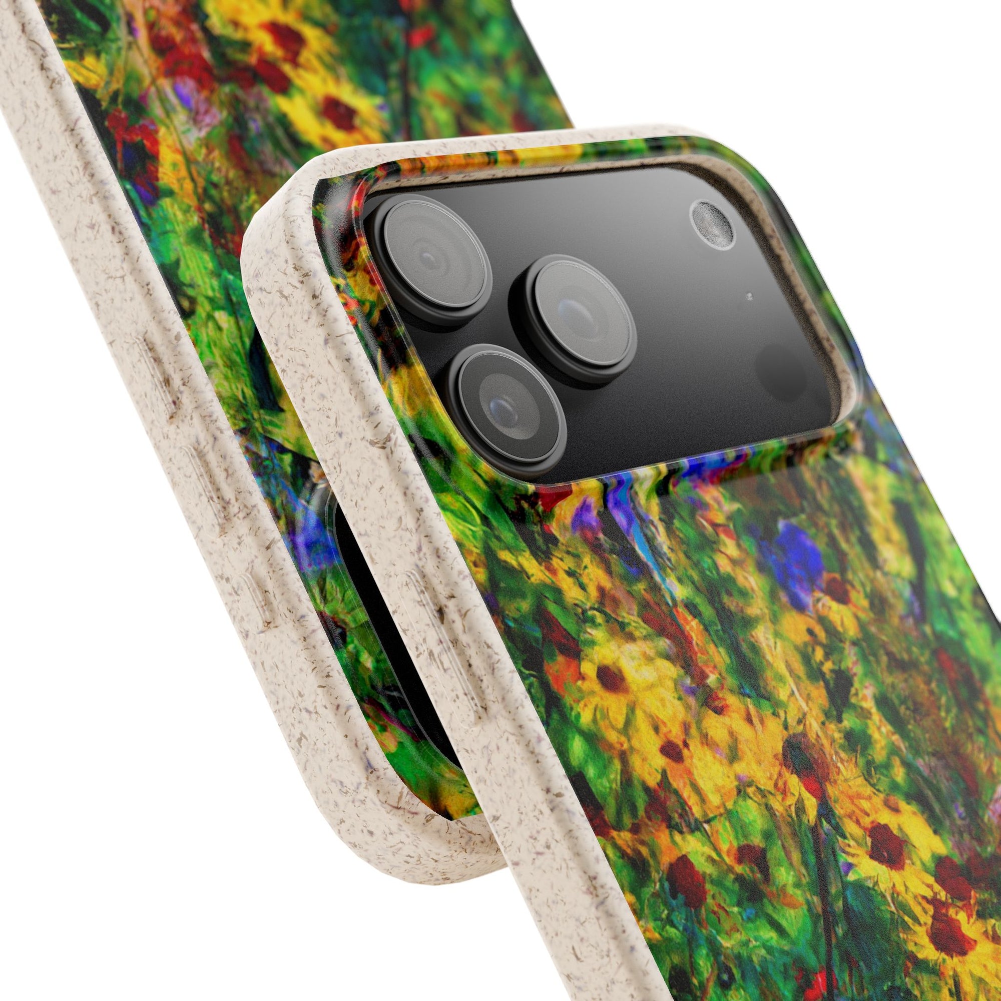 Biodegradable Floral Art Phone Case — Eco-Friendly Abstract Wildflower Design