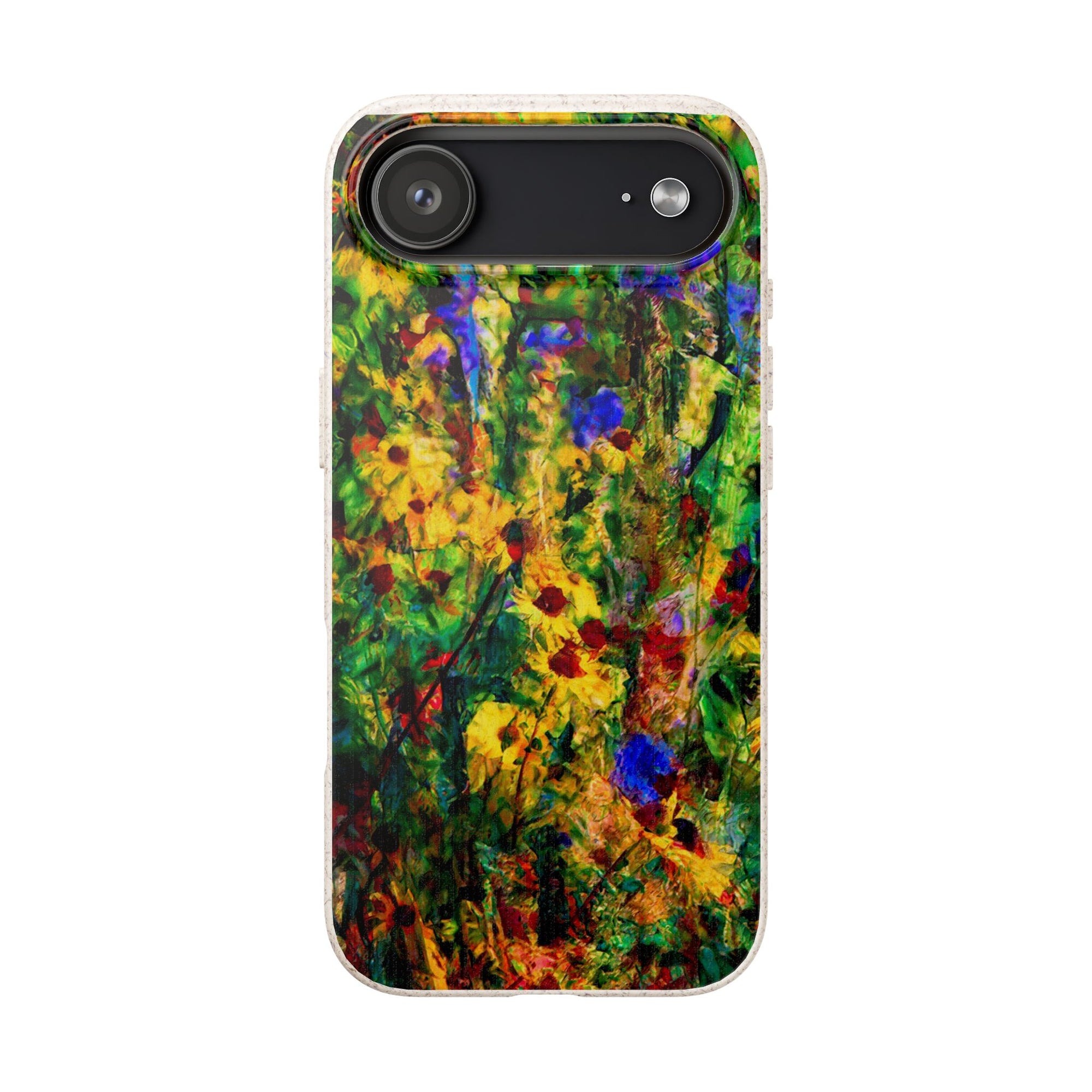 Biodegradable Floral Art Phone Case — Eco-Friendly Abstract Wildflower Design
