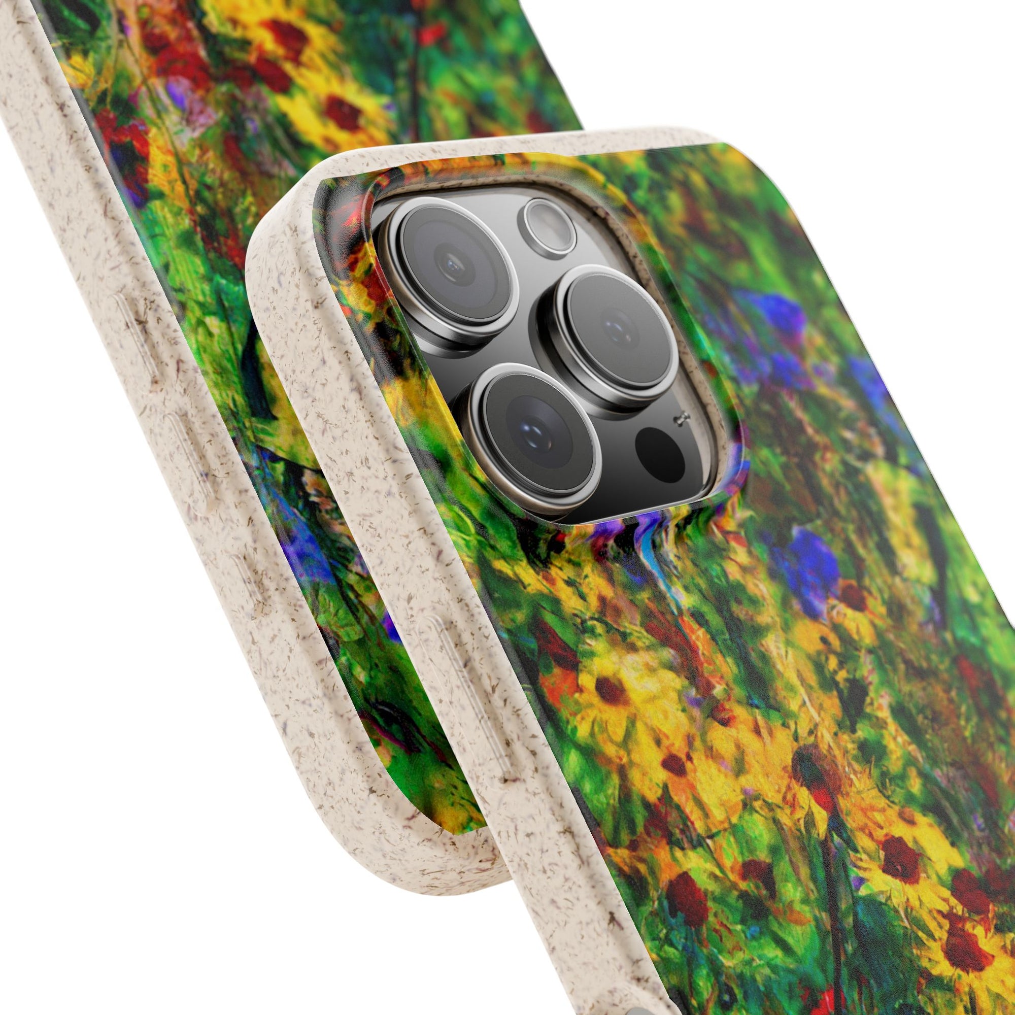 Biodegradable Floral Art Phone Case — Eco-Friendly Abstract Wildflower Design