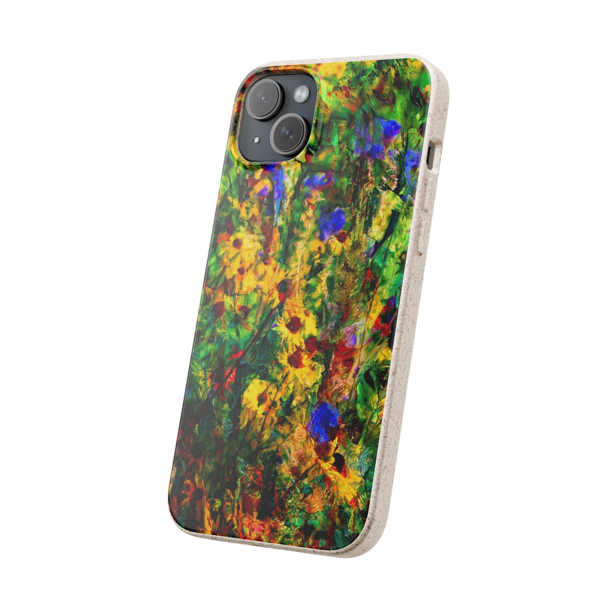 Biodegradable Floral Art Phone Case — Eco-Friendly Abstract Wildflower Design