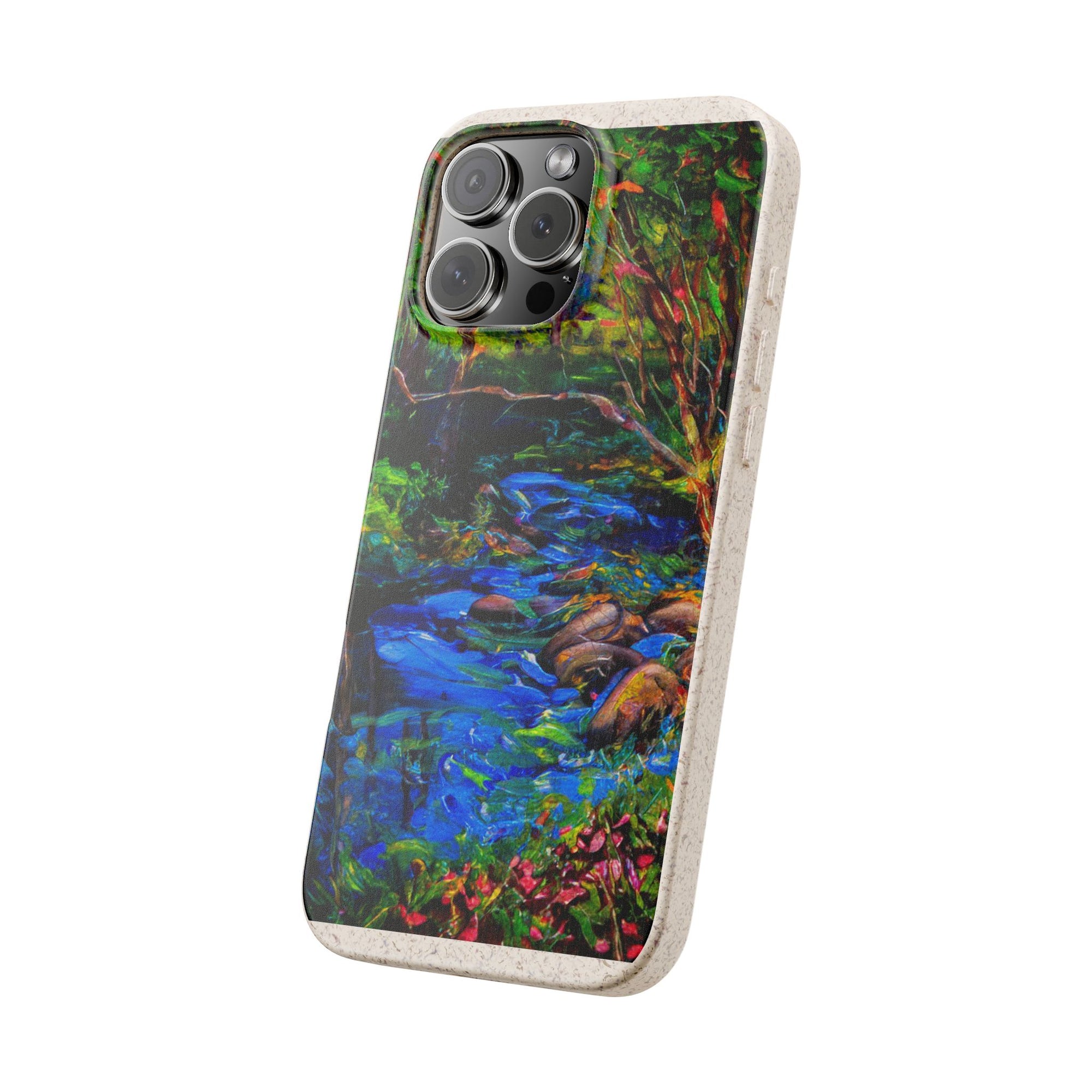 Biodegradable Phone Case — Eco-Friendly Watercolor Forest Stream Design