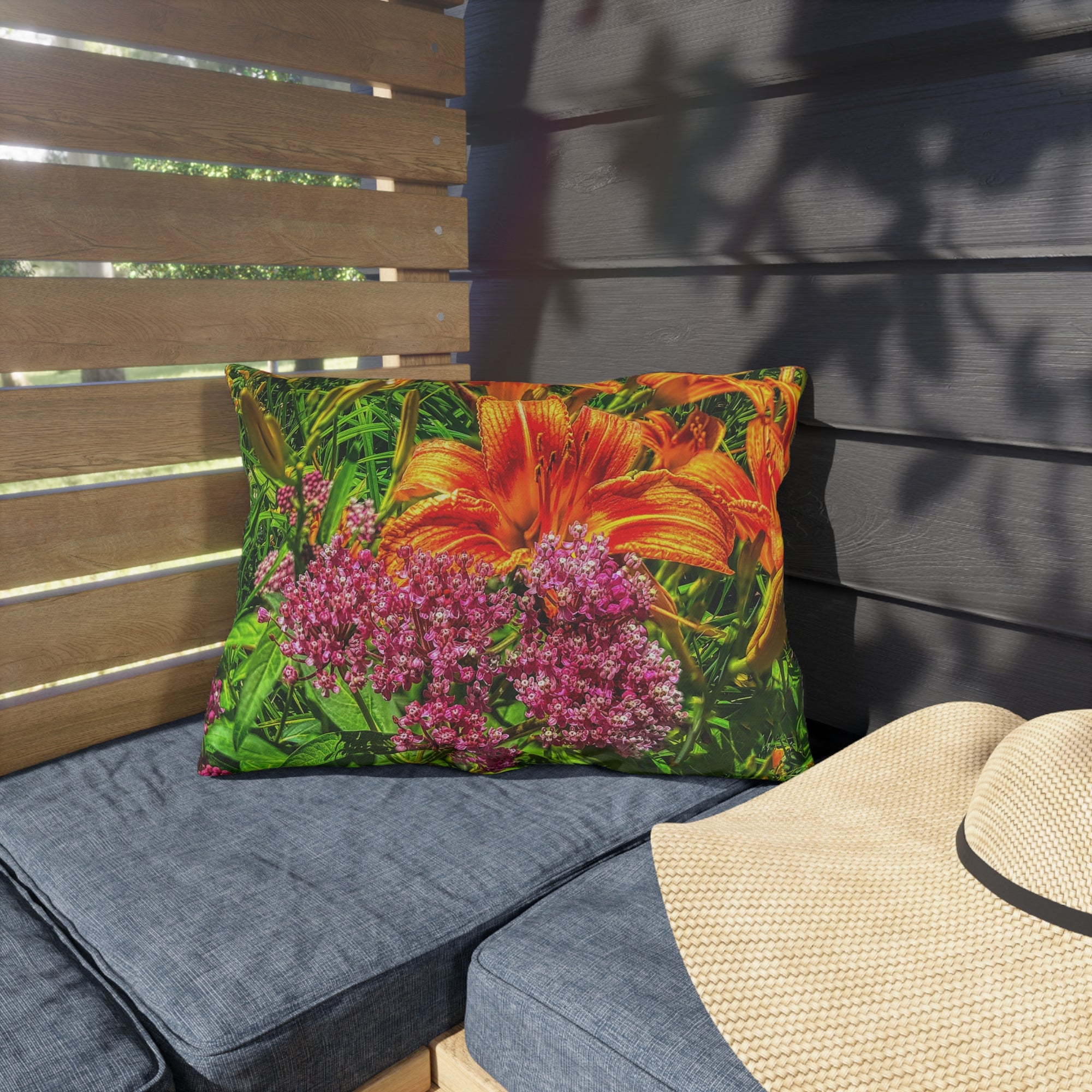 Copy of Pink Coneflower Outdoor Pillow — Garden Floral Patio Accent Cushion