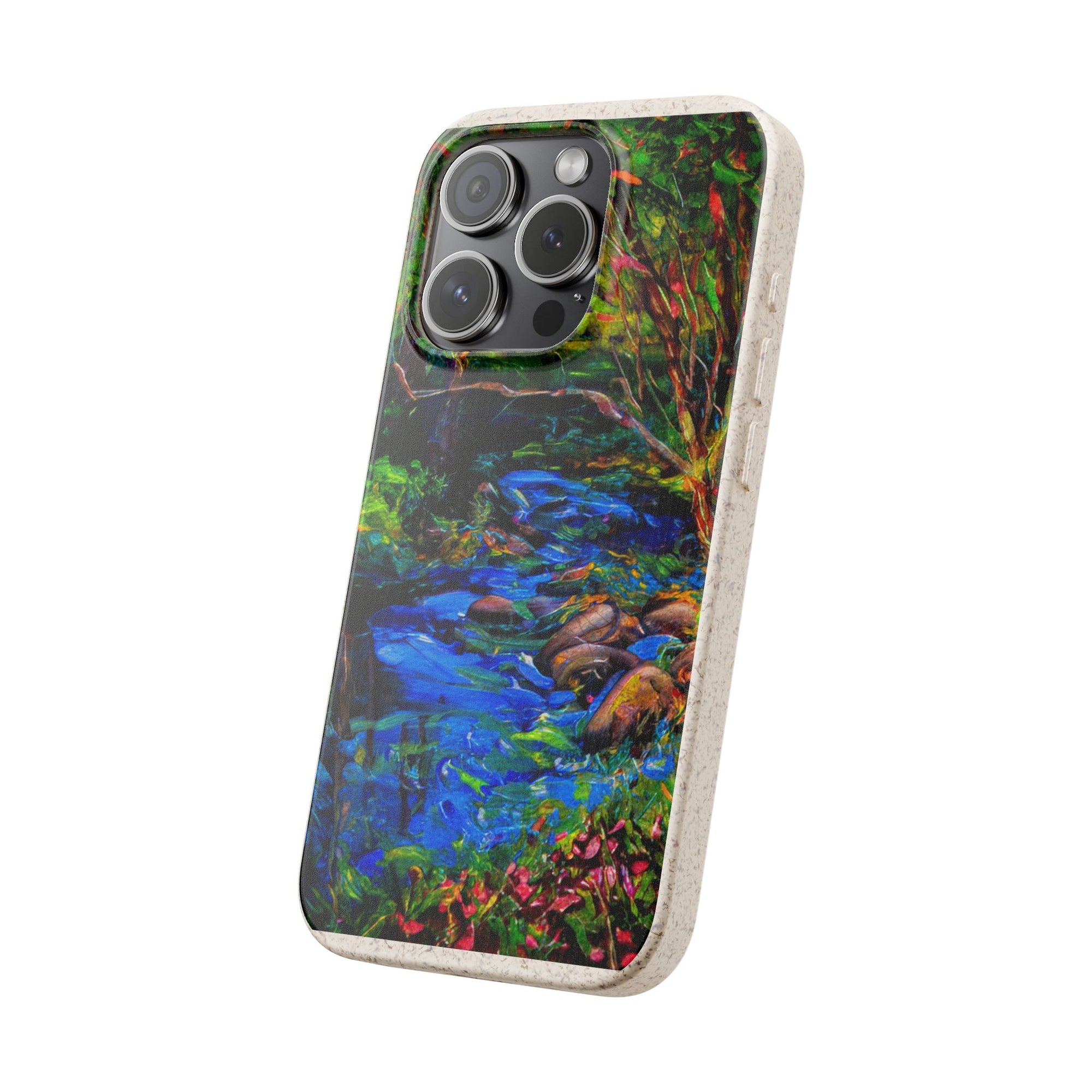 Biodegradable Phone Case — Eco-Friendly Watercolor Forest Stream Design