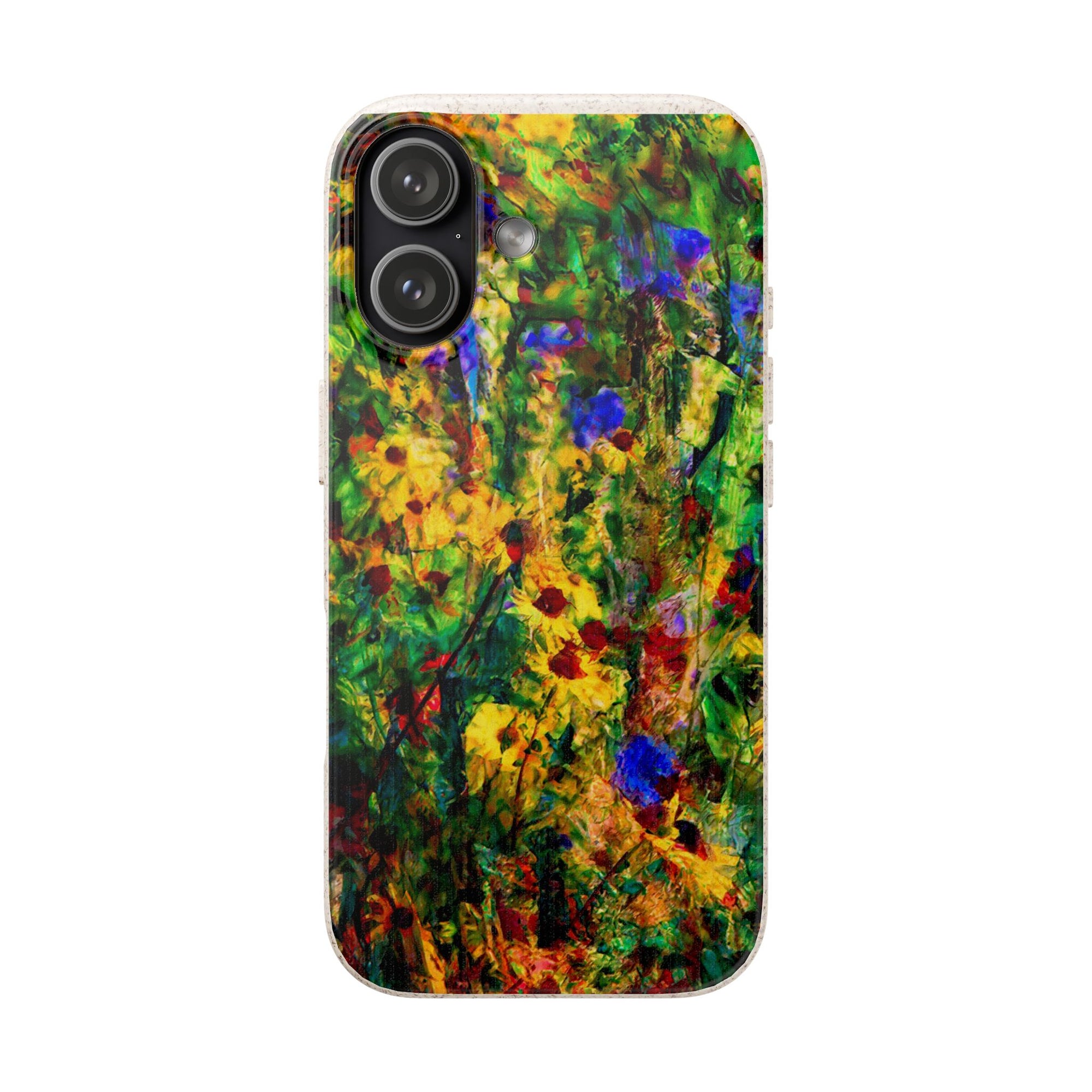 Biodegradable Floral Art Phone Case — Eco-Friendly Abstract Wildflower Design
