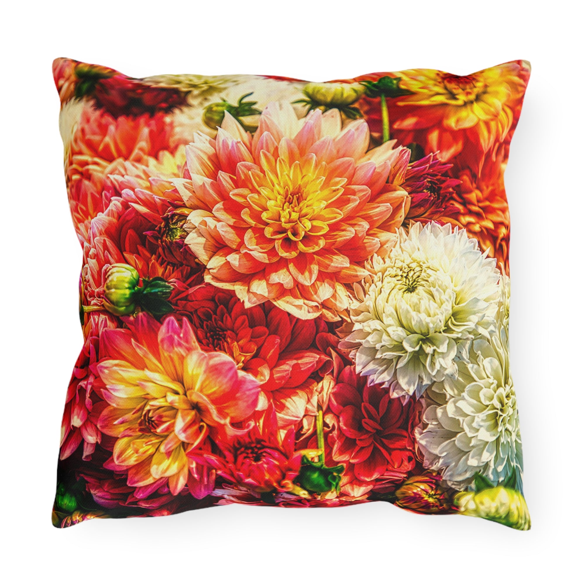 Dahlia Garden Outdoor Pillow – Vibrant Floral Patio Cushion