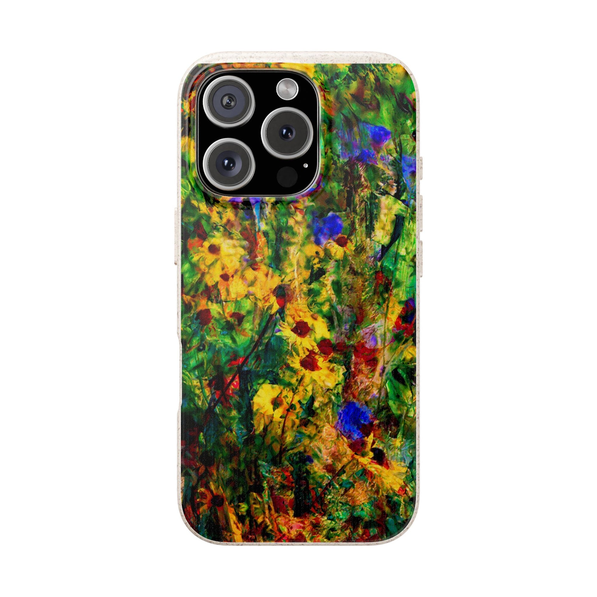 Biodegradable Floral Art Phone Case — Eco-Friendly Abstract Wildflower Design