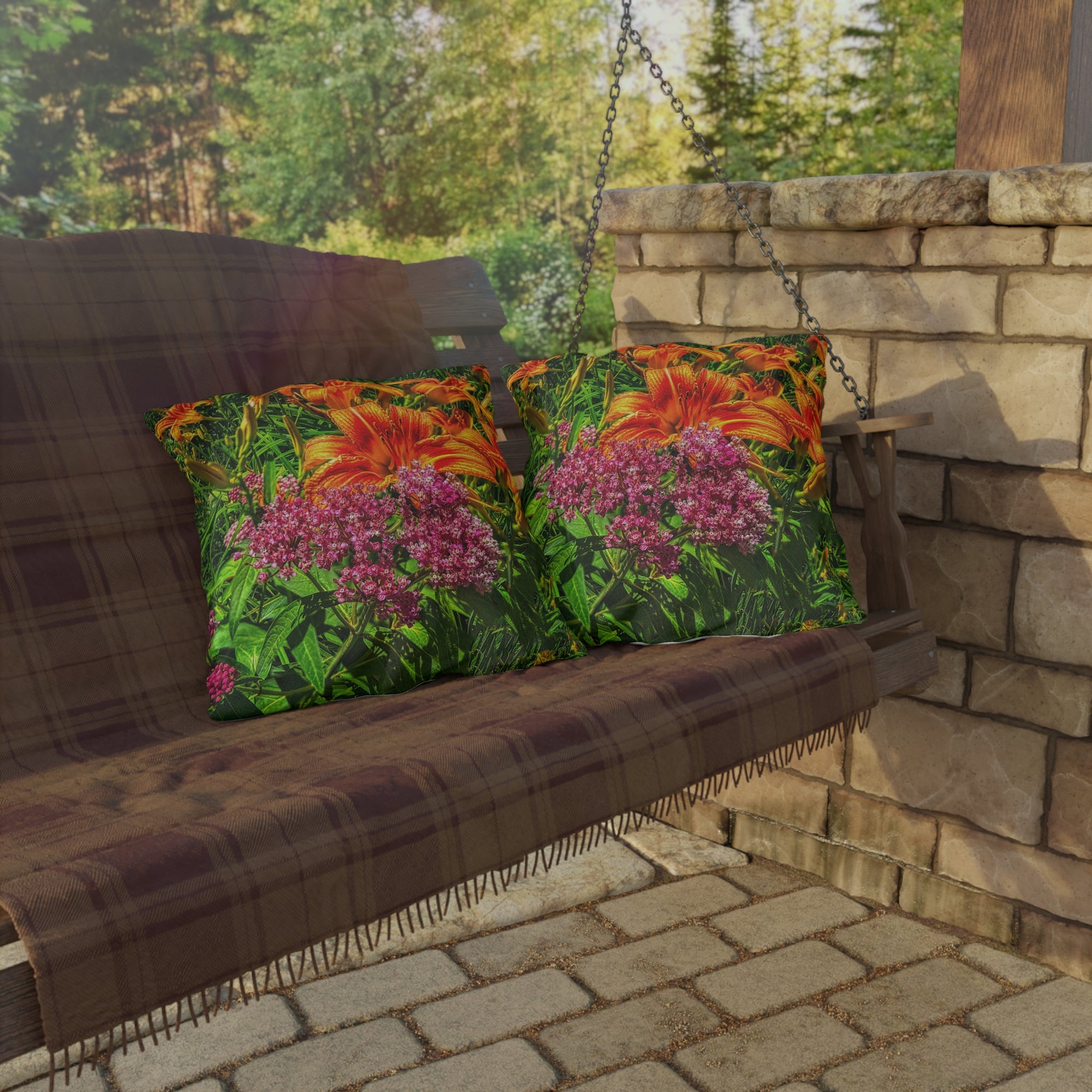 Copy of Pink Coneflower Outdoor Pillow — Garden Floral Patio Accent Cushion
